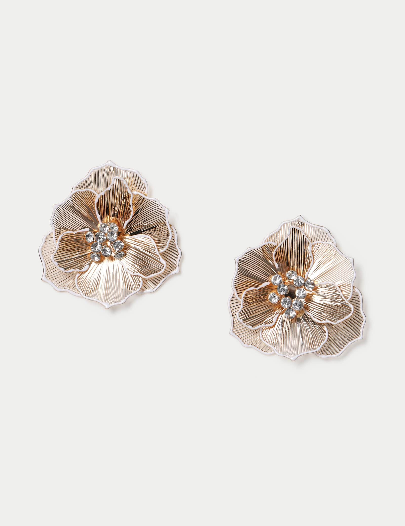 Flower Embellished Stud Earrings - image 1