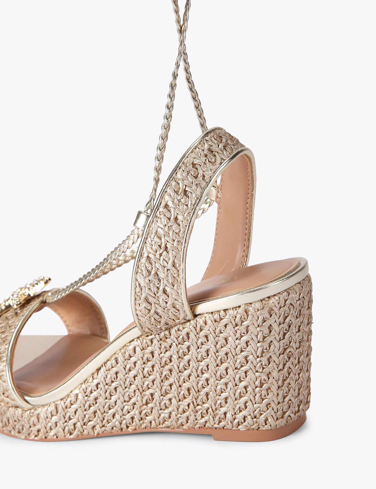 Metallic Woven Ankle Strap Wedge Sandals - image 5