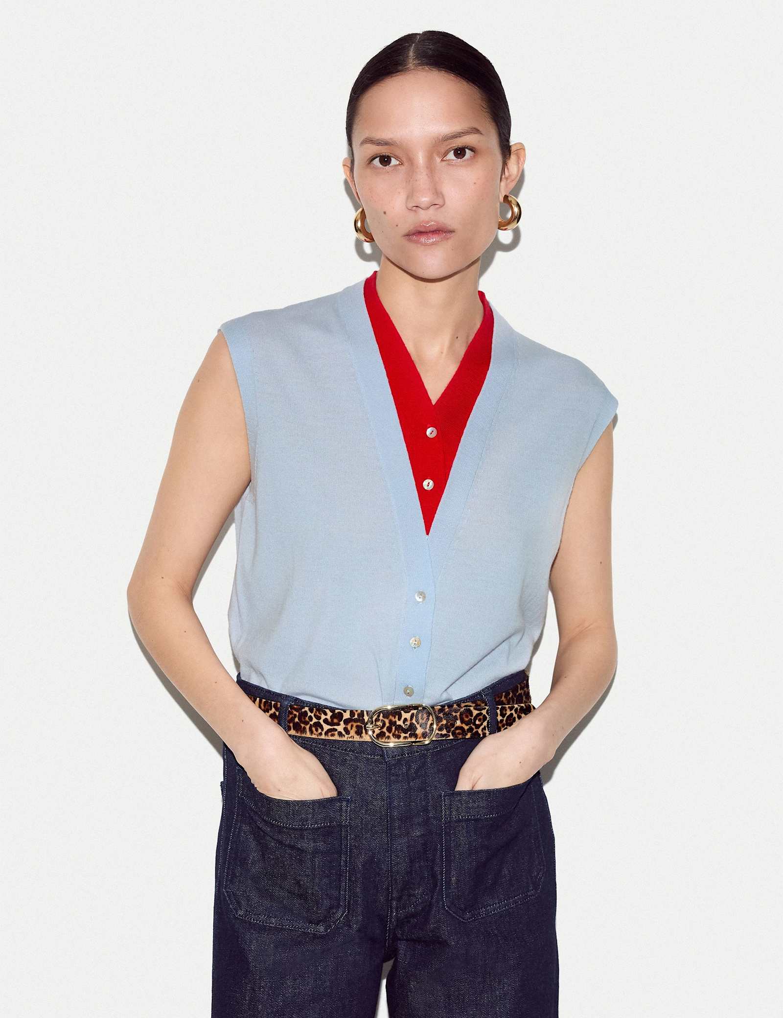 Pure Wool V-Neck Double Layer Vest Top - image 4