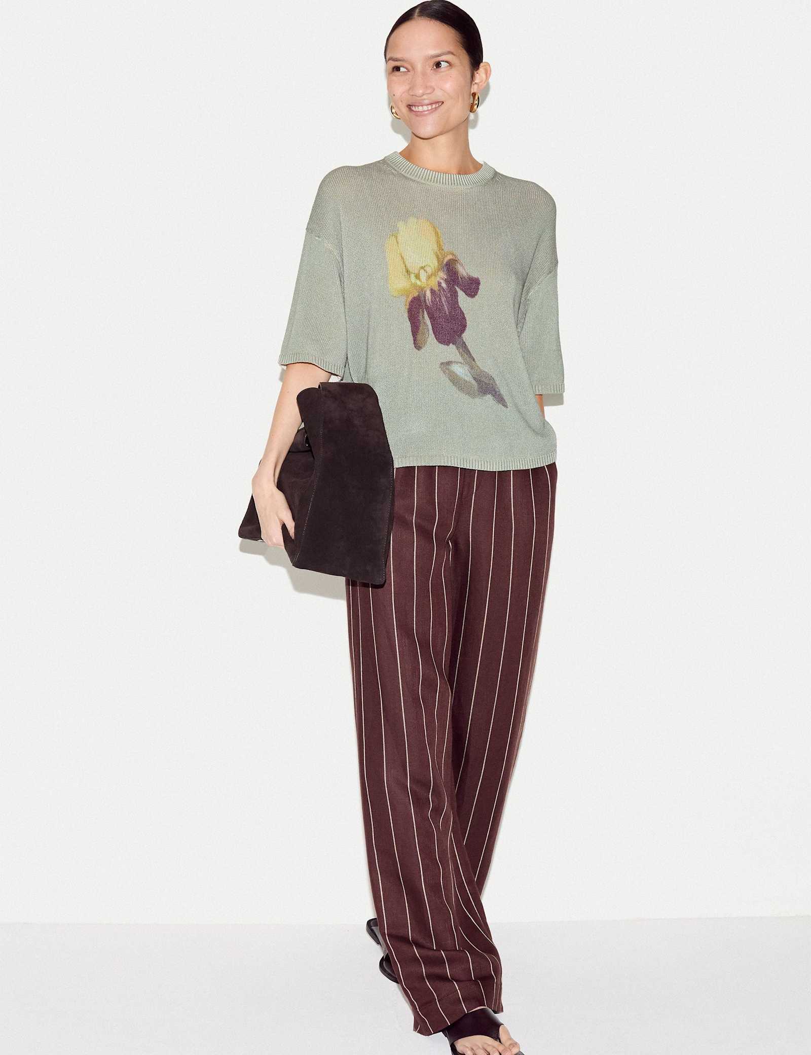Floral Drop Shoulder Jumper with Linen - image 2