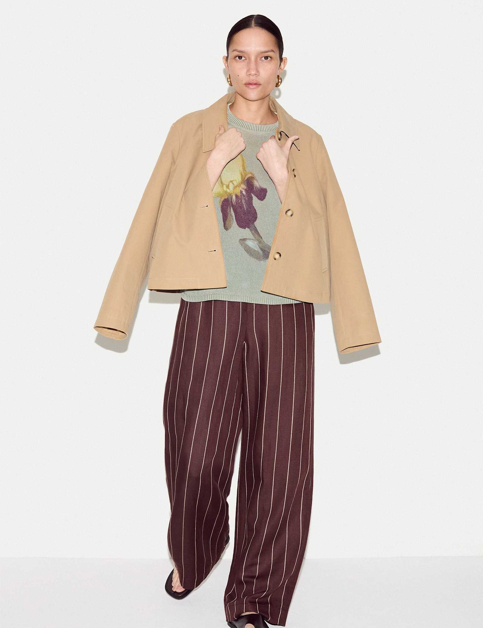 Floral Drop Shoulder Jumper with Linen - image 3