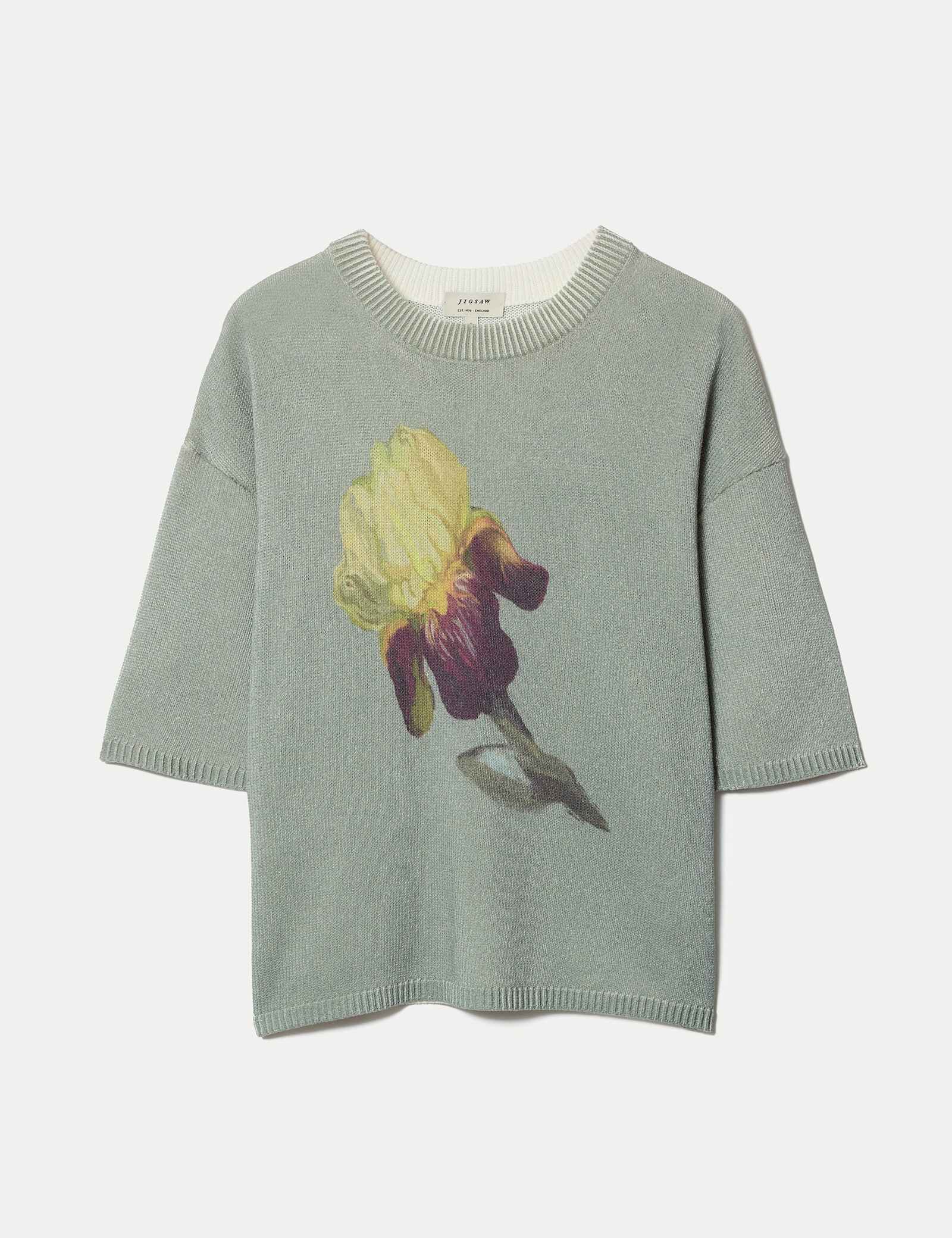 Floral Drop Shoulder Jumper with Linen - image 1