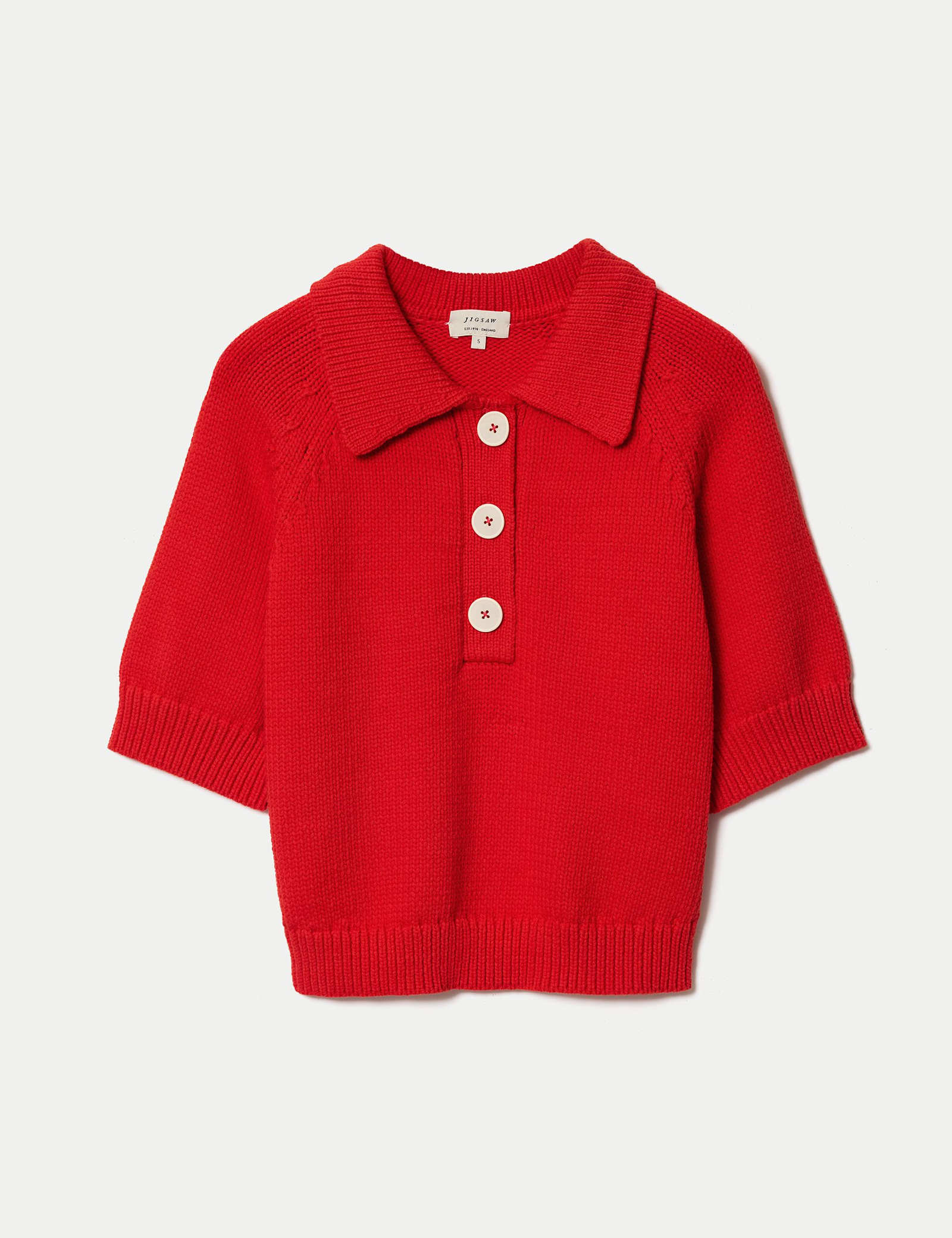 Cotton Rich Collared Knitted Top - image 1