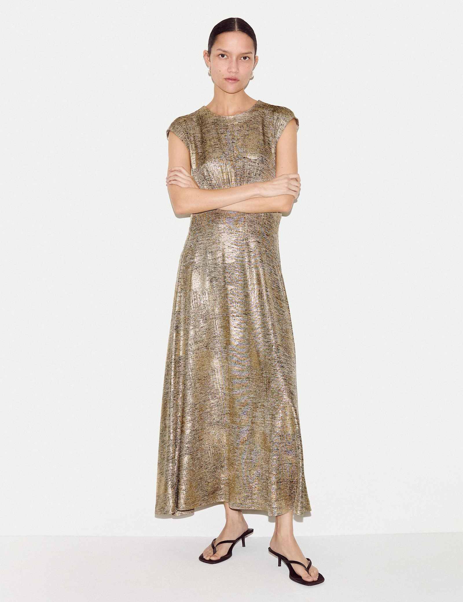 Sparkly Round Neck Midaxi Waisted Dress - image 2