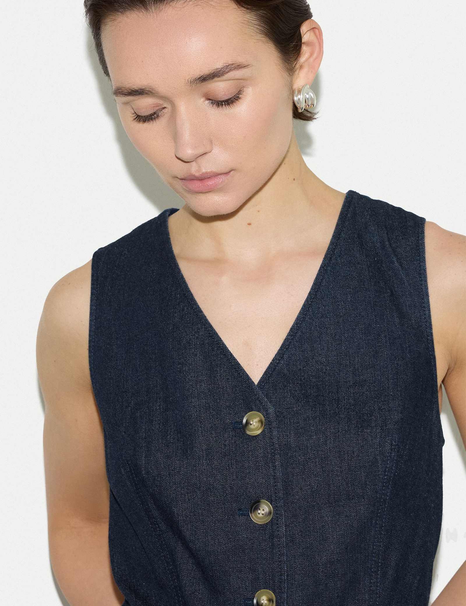 Pure Cotton V-Neck Midi Tea Dress - image 5