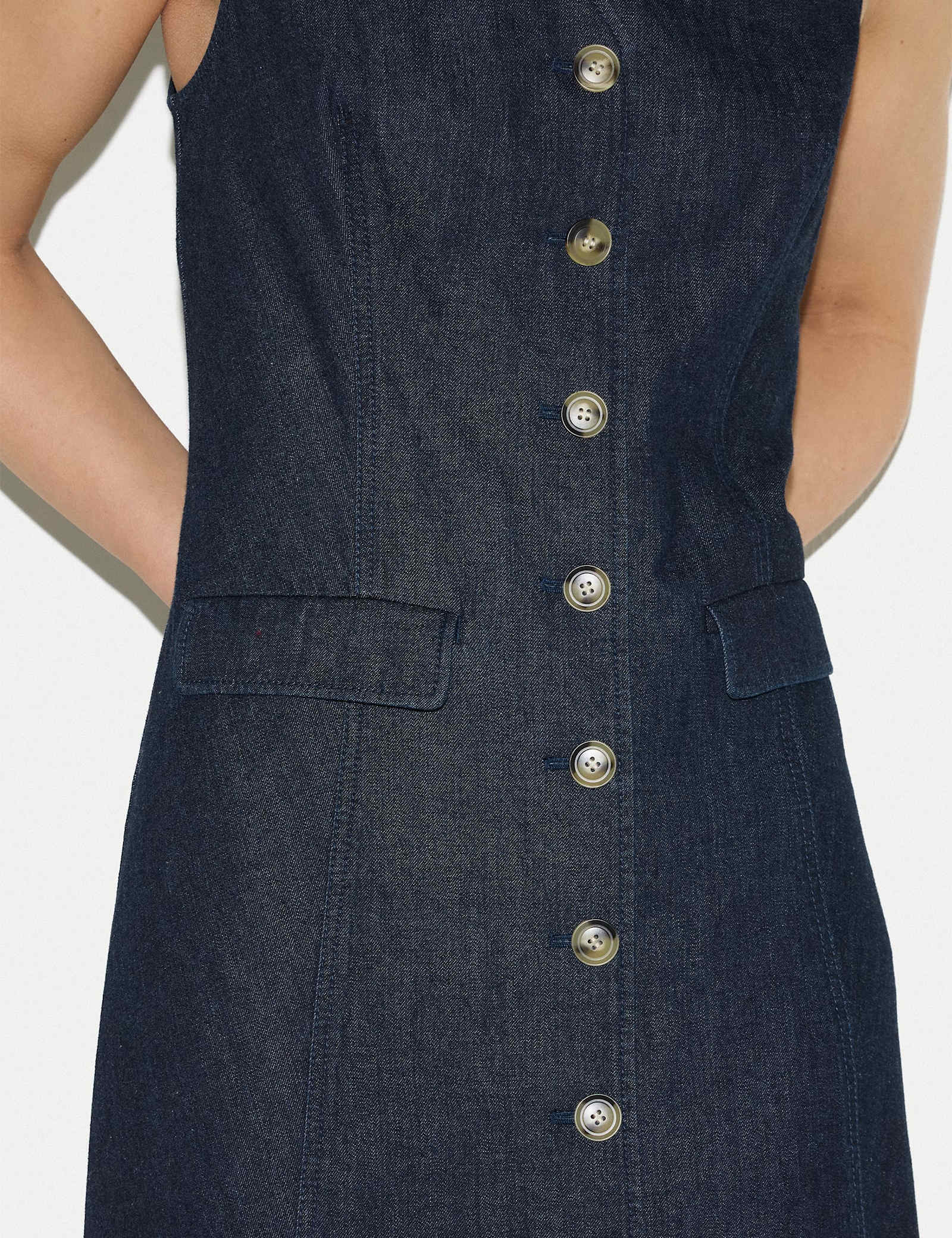 Pure Cotton V-Neck Midi Tea Dress - image 3