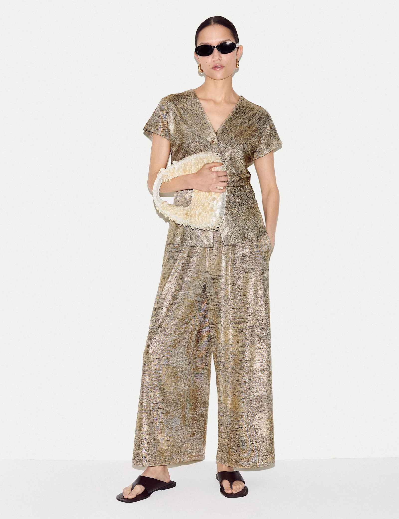 Jersey Sparkly Wide Leg Trousers - image 2