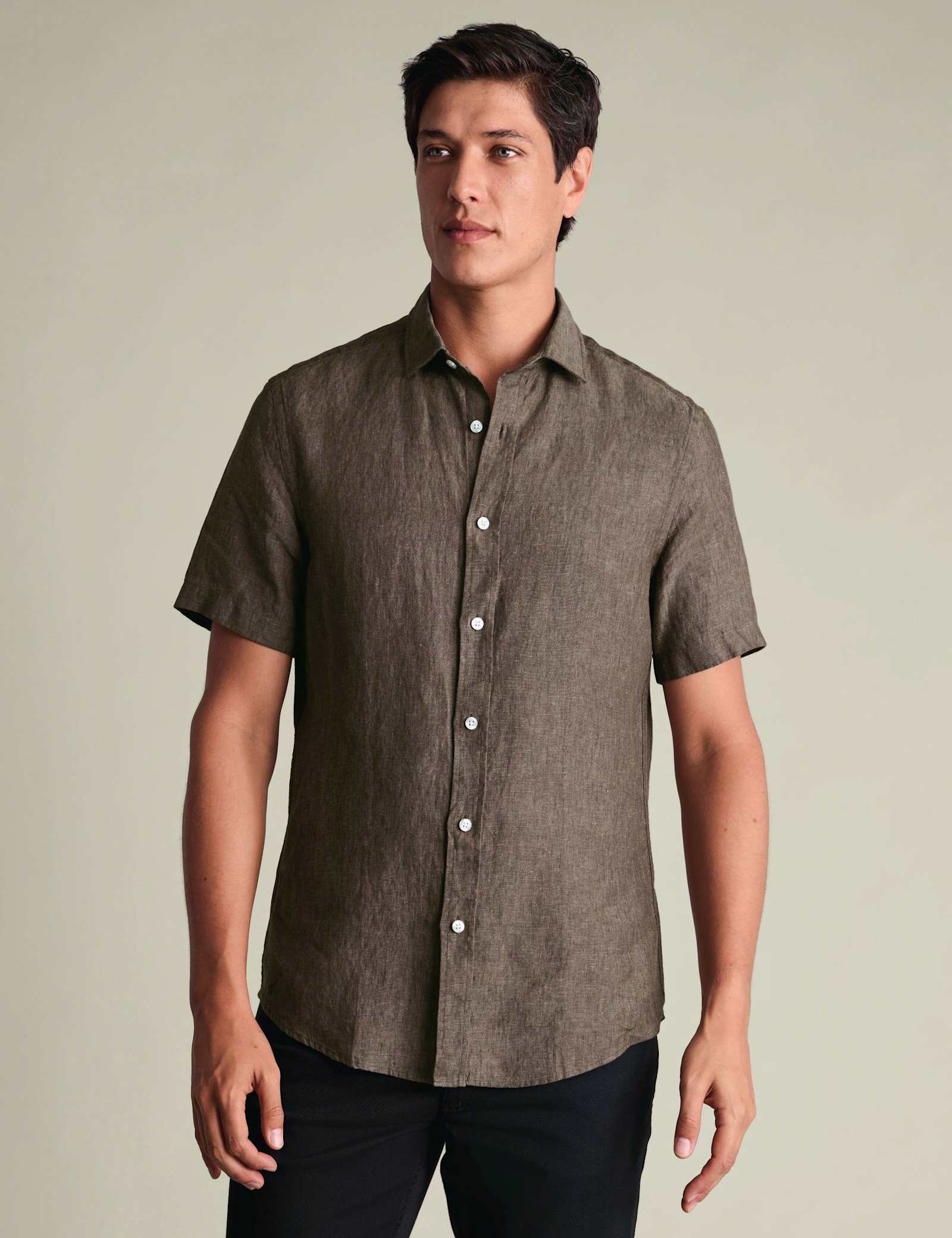 Slim Fit Pure Linen Short Sleeve Shirt - image 3
