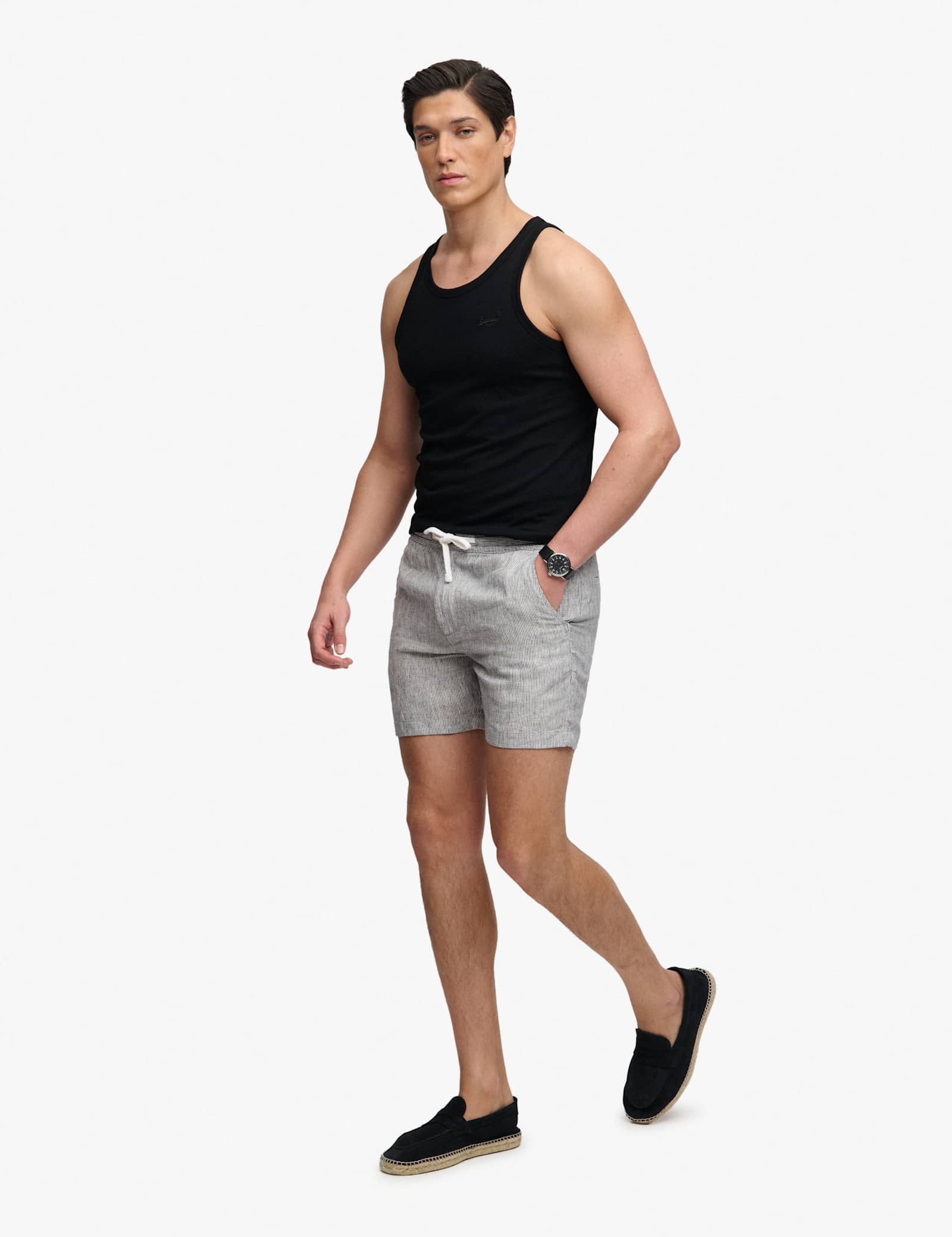Pure Linen Striped Lightweight Shorts - image 5