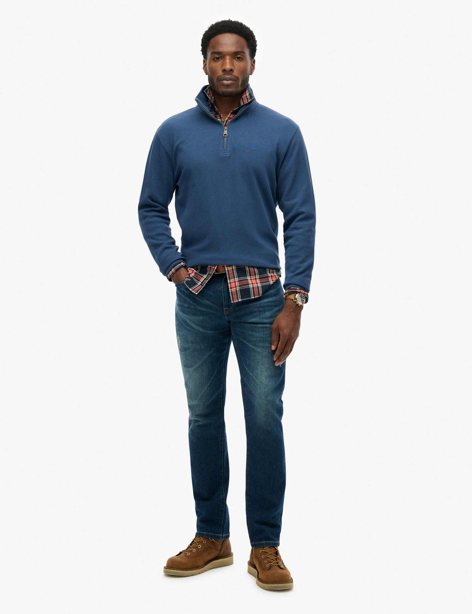 Pure Cotton Ribbed Half Zip Jumper - image 3