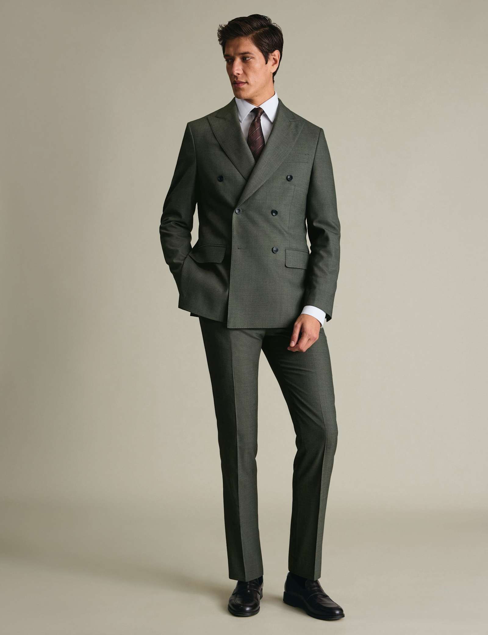 Slim Fit Pure Wool Double Breasted Suit Jacket - image 5