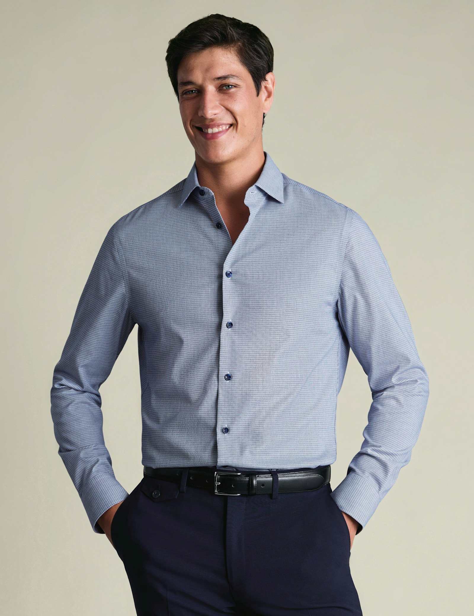 Slim Fit Non Iron Pure Cotton Textured Shirt - image 3