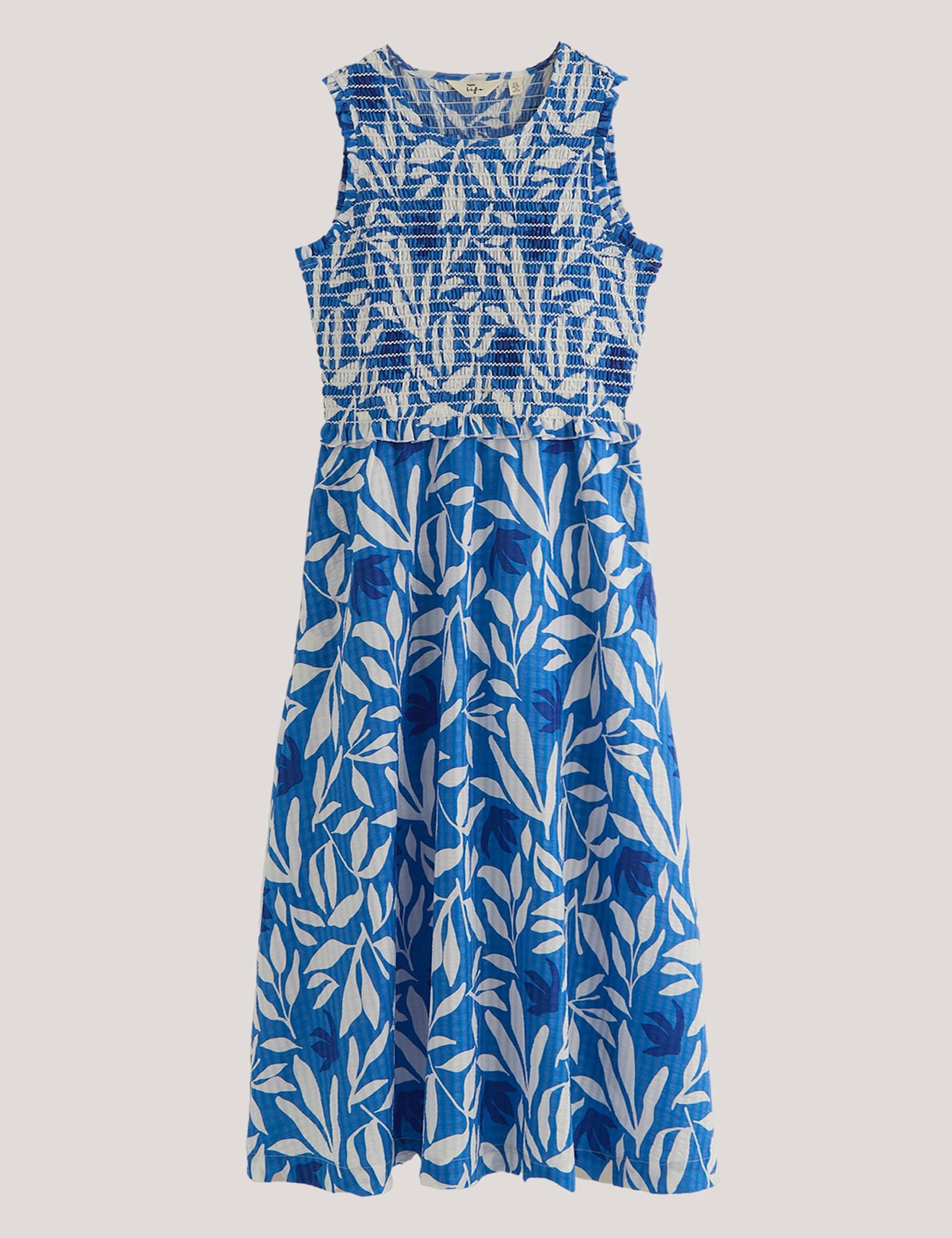 Poloma Leaf Print Midi Shirred Dress - image 1