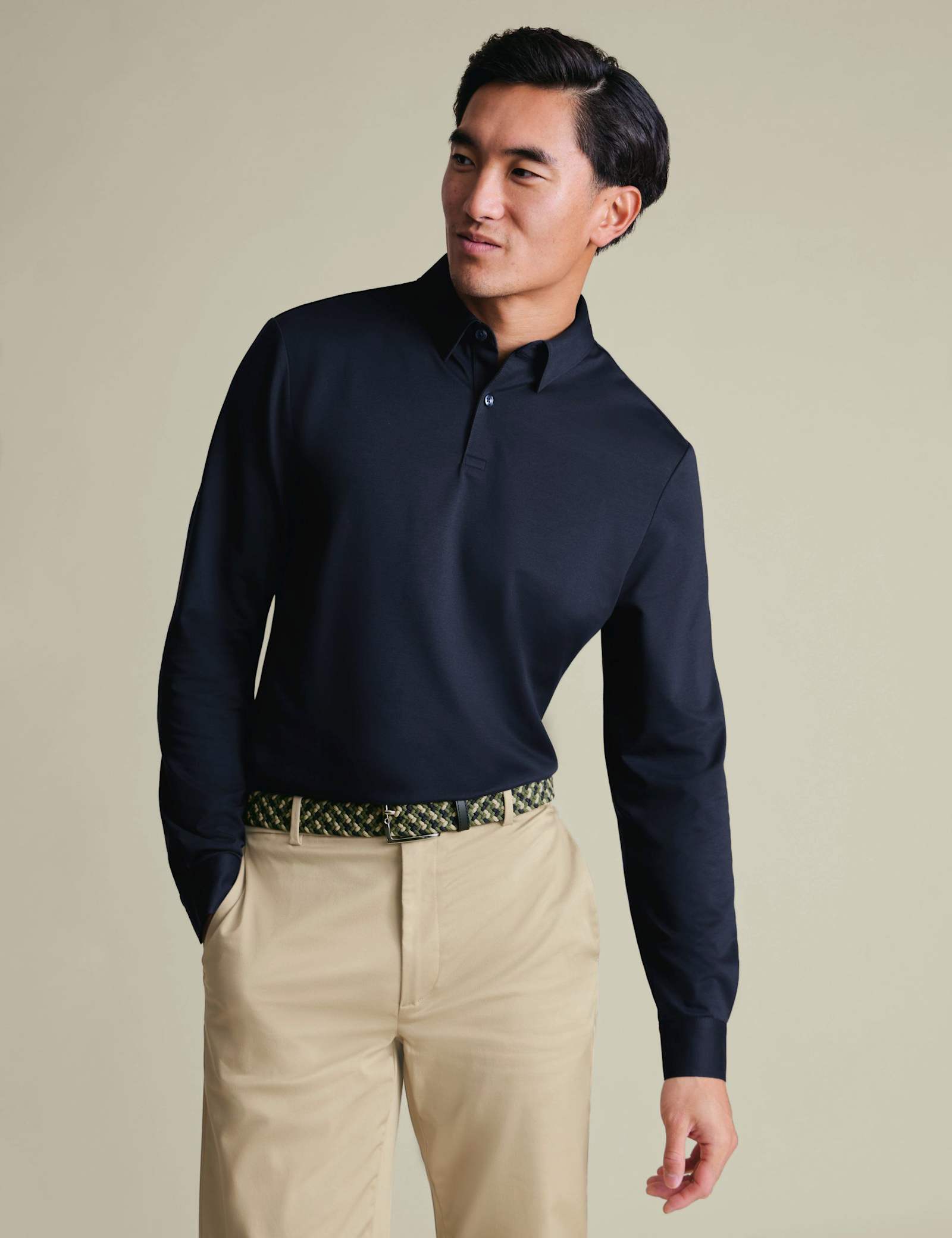 Performance Cotton Blend Long Sleeve Polo Shirt - image 5
