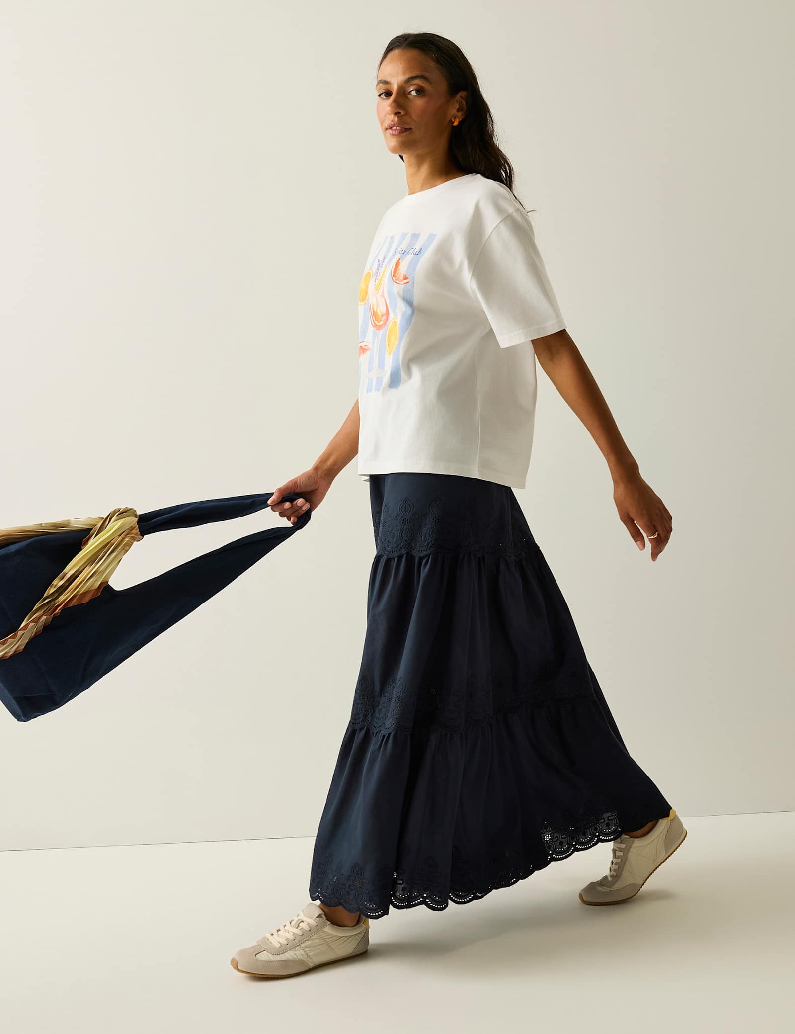 Deiana Pure Cotton Broderie Midi Tiered Skirt - image 3