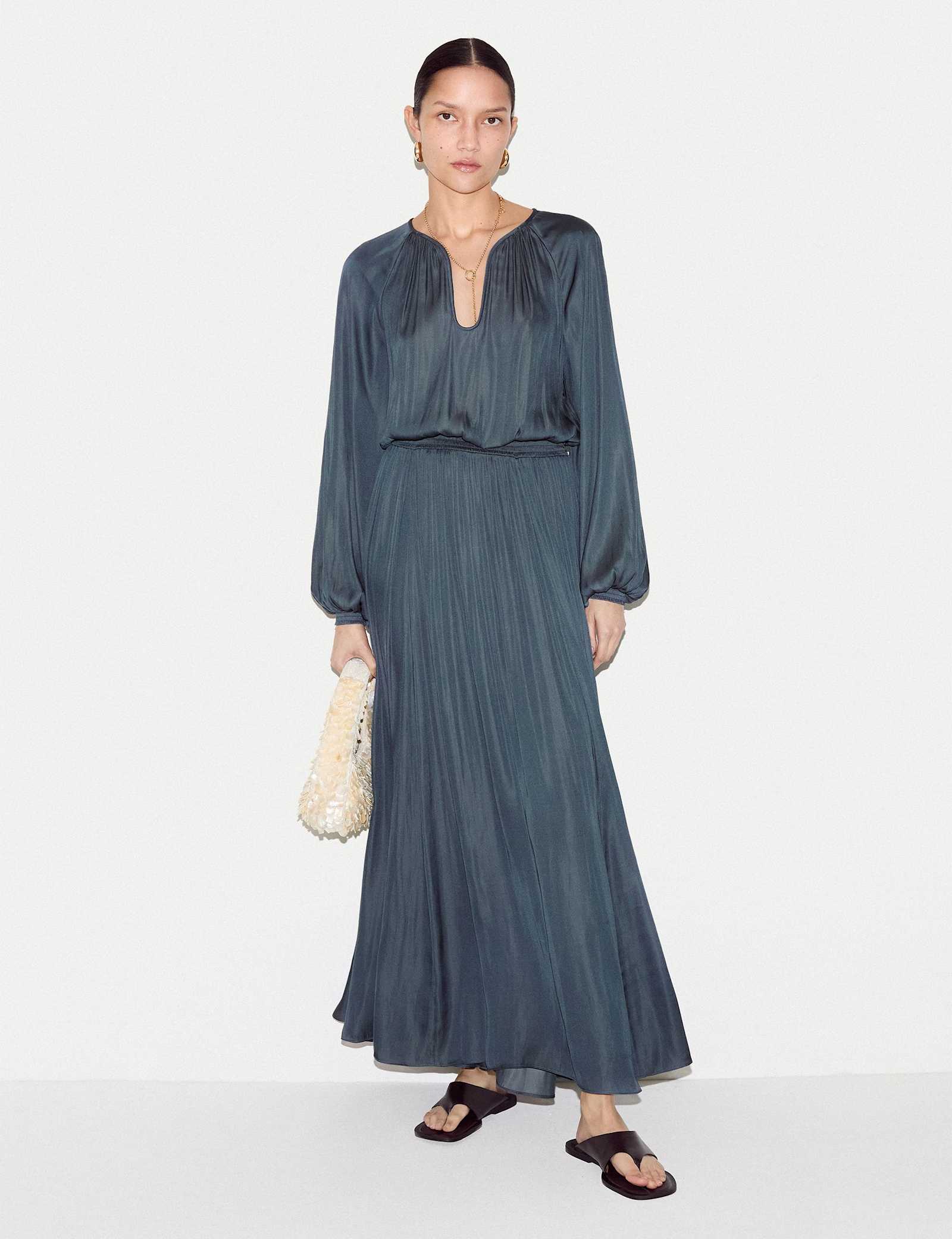 Satin U-Neck Midaxi Relaxed Waisted Dress - image 2