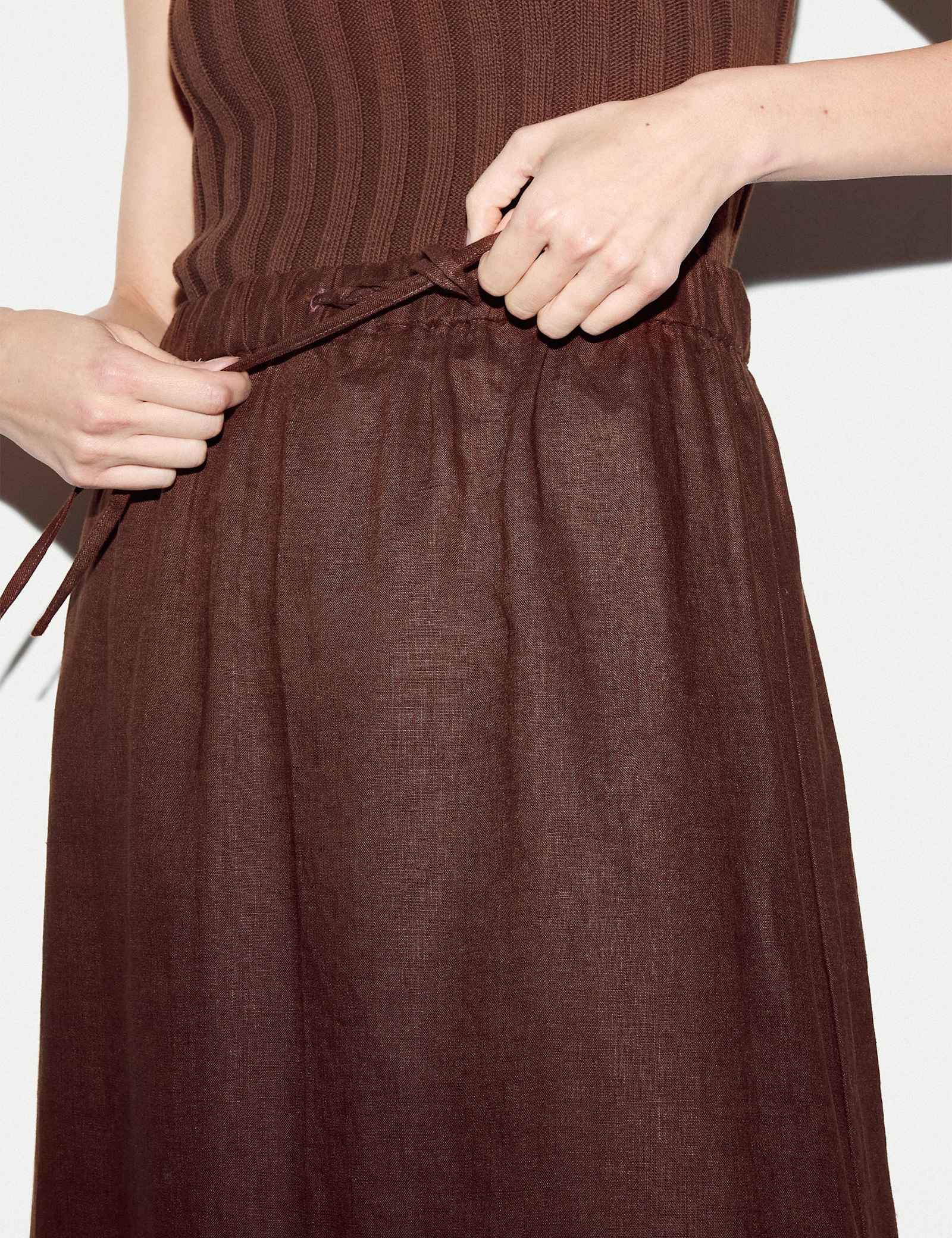 Pure Linen Drawstring Maxi Skirt - image 5
