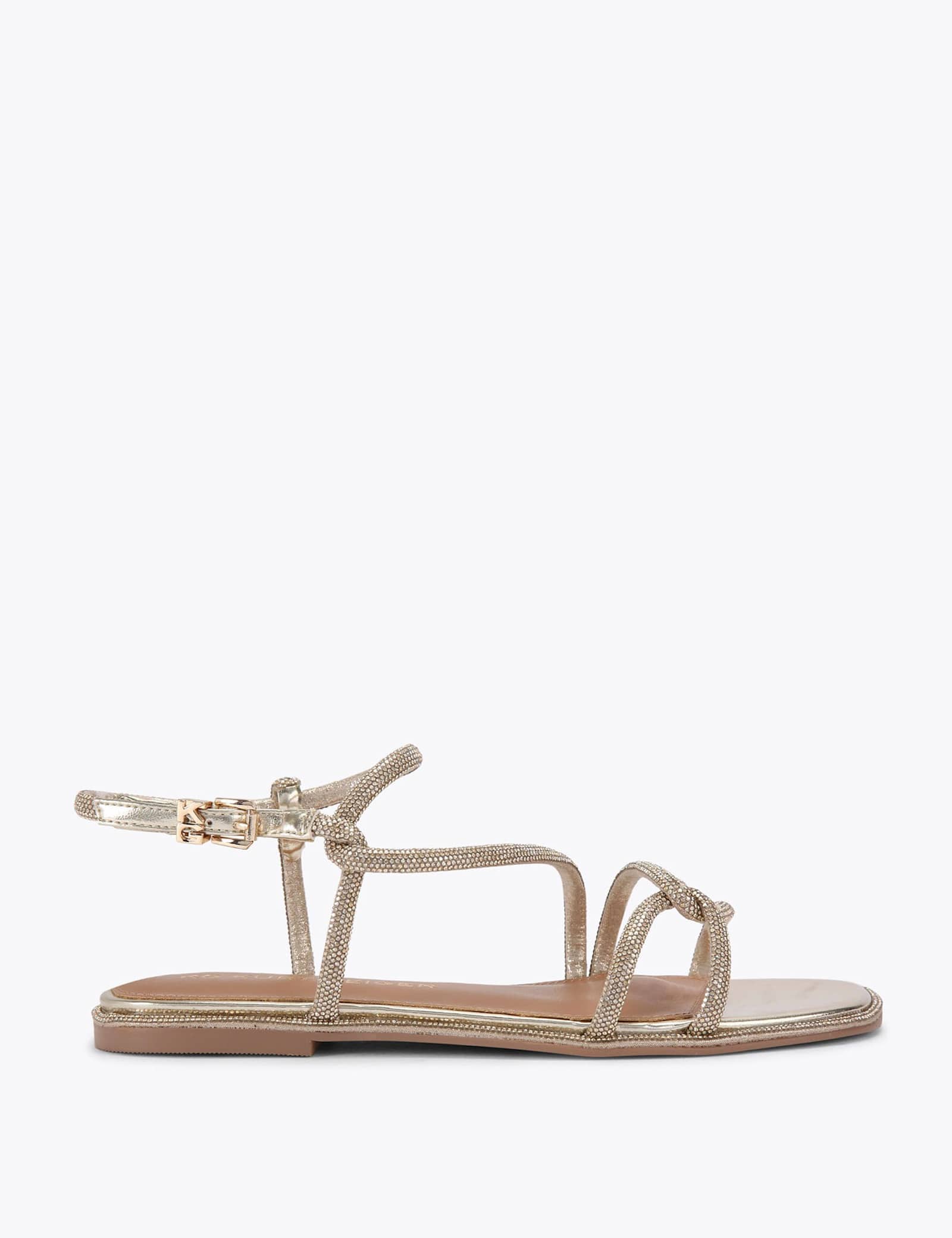 Embellished Ankle Strap Flat Sandals - image 1