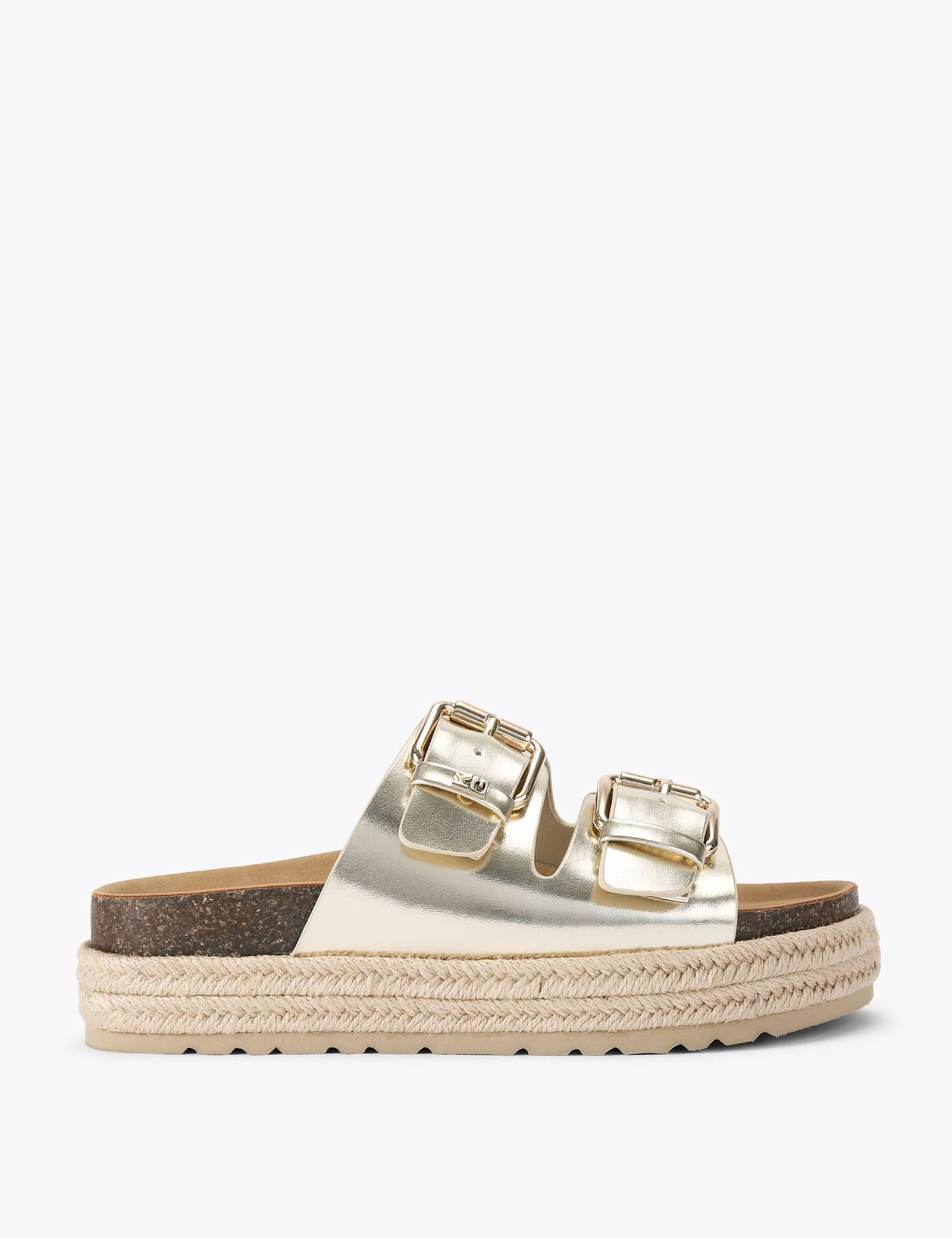 Metallic Buckle Flat Sandals - image 1