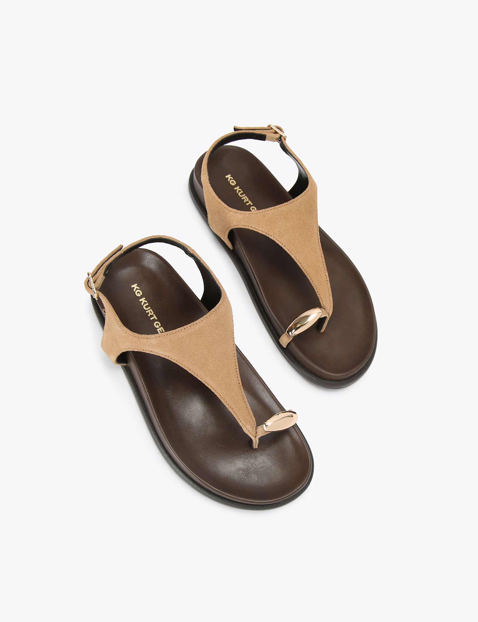 Suede Ankle Strap Flat Toe Loop Sandals - image 5