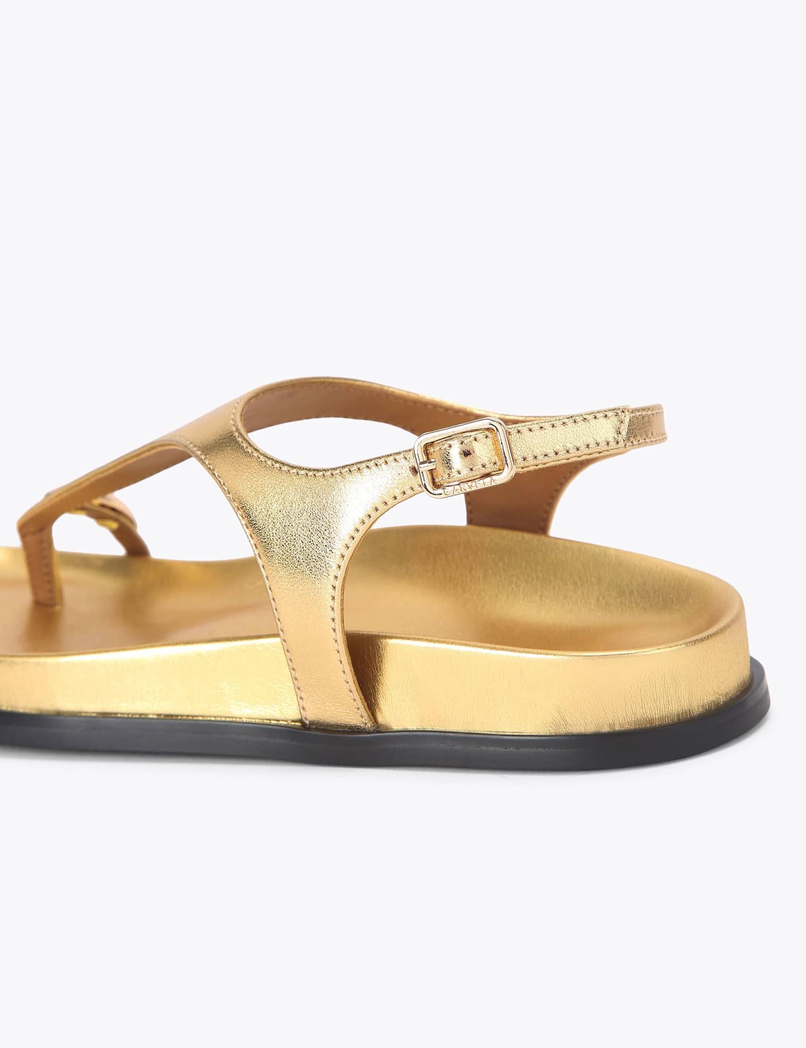 Leather Metallic Flat Sandals - image 4