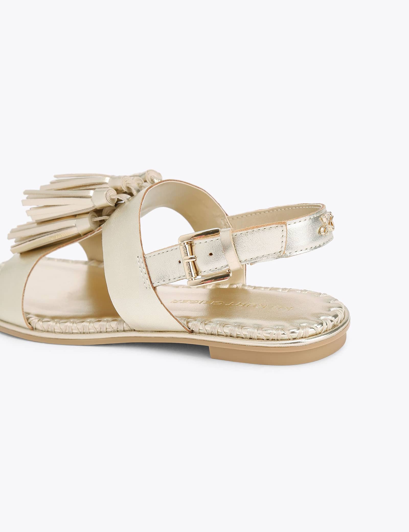 Leather Metallic Ankle Strap Flat Sandals - image 5