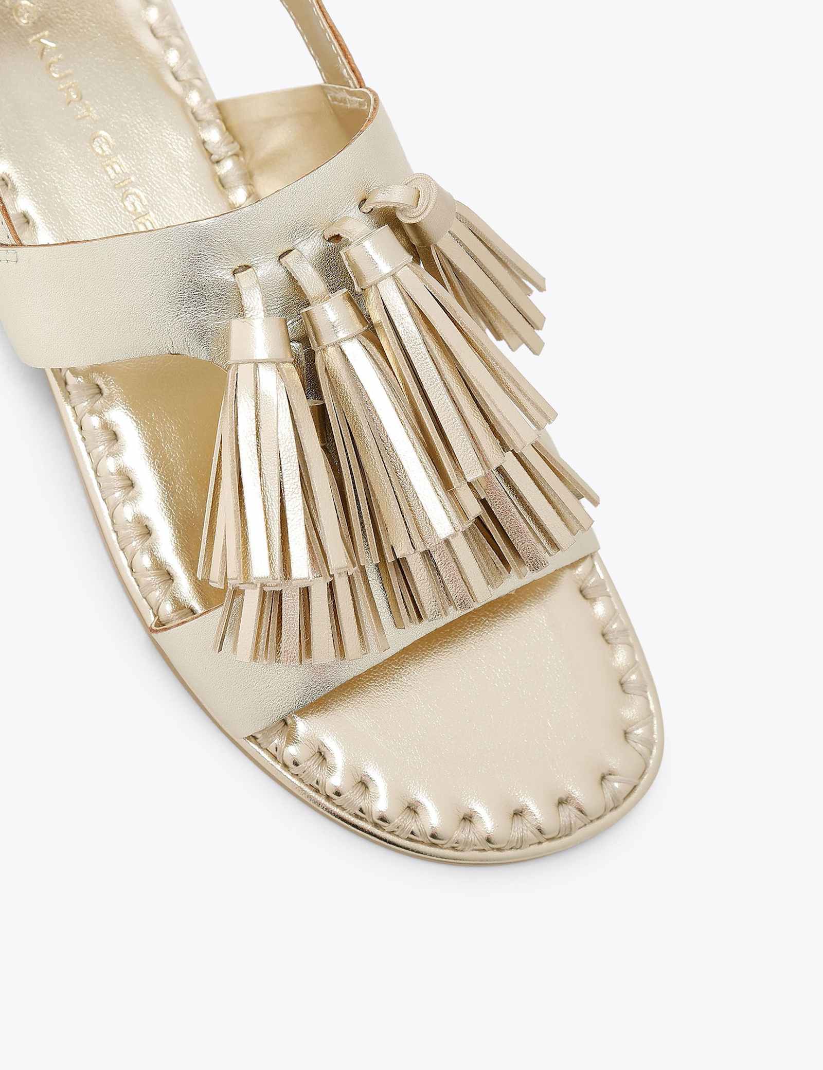 Leather Metallic Ankle Strap Flat Sandals - image 3