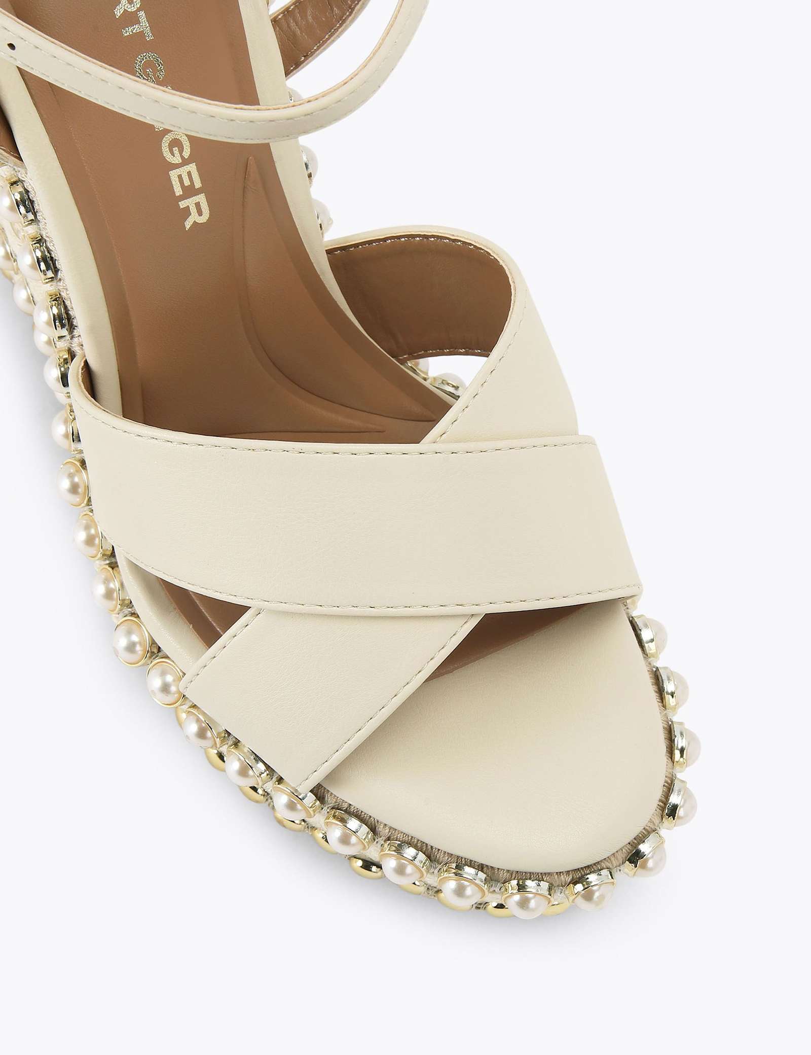 Pearl Effect Wedge Sandals - image 4
