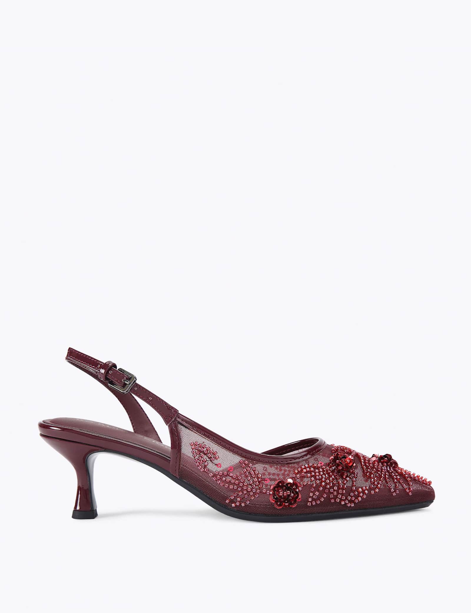 Floral Mesh Slingback Kitten Heels - image 1