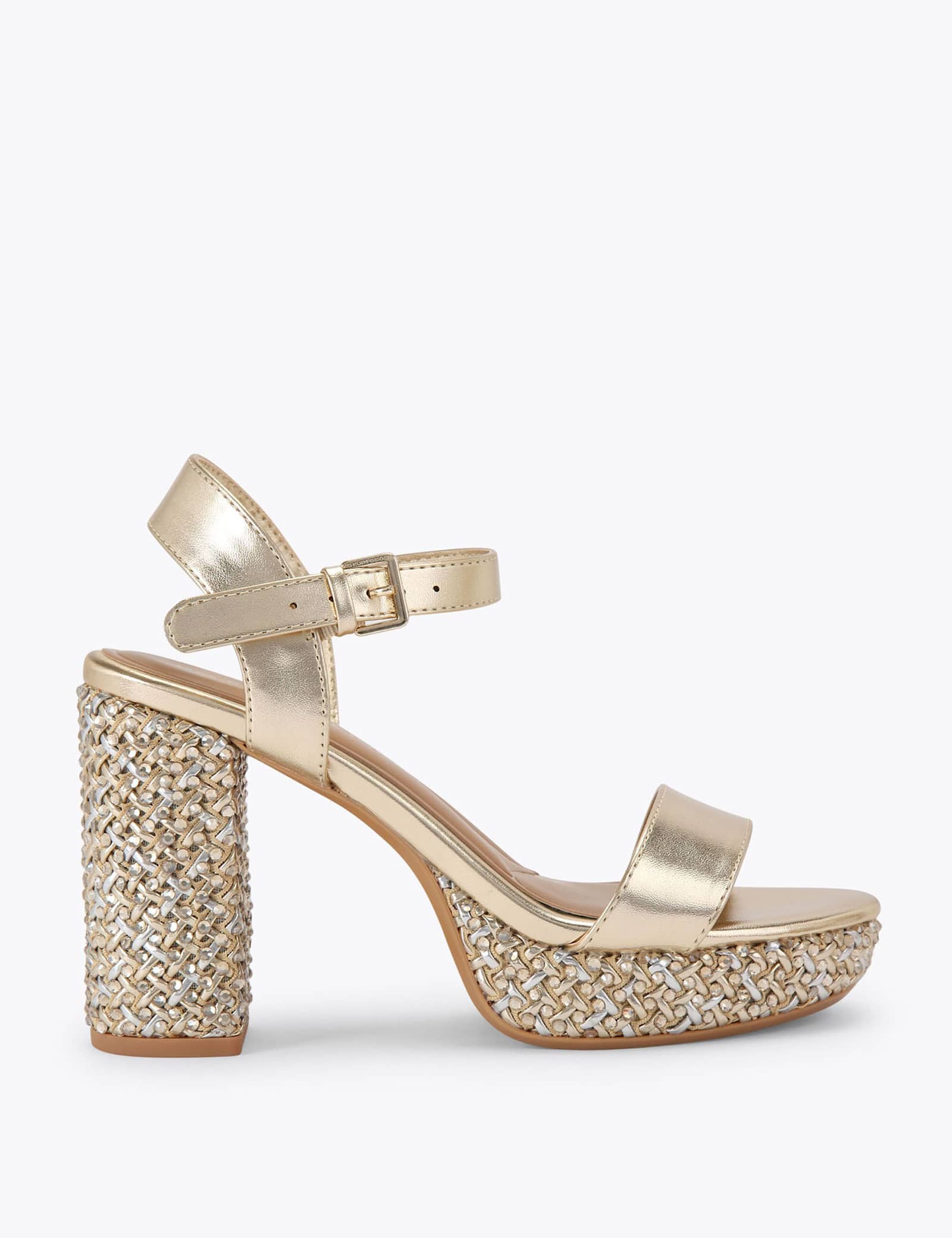 Metallic Block Heel Sandals - image 1