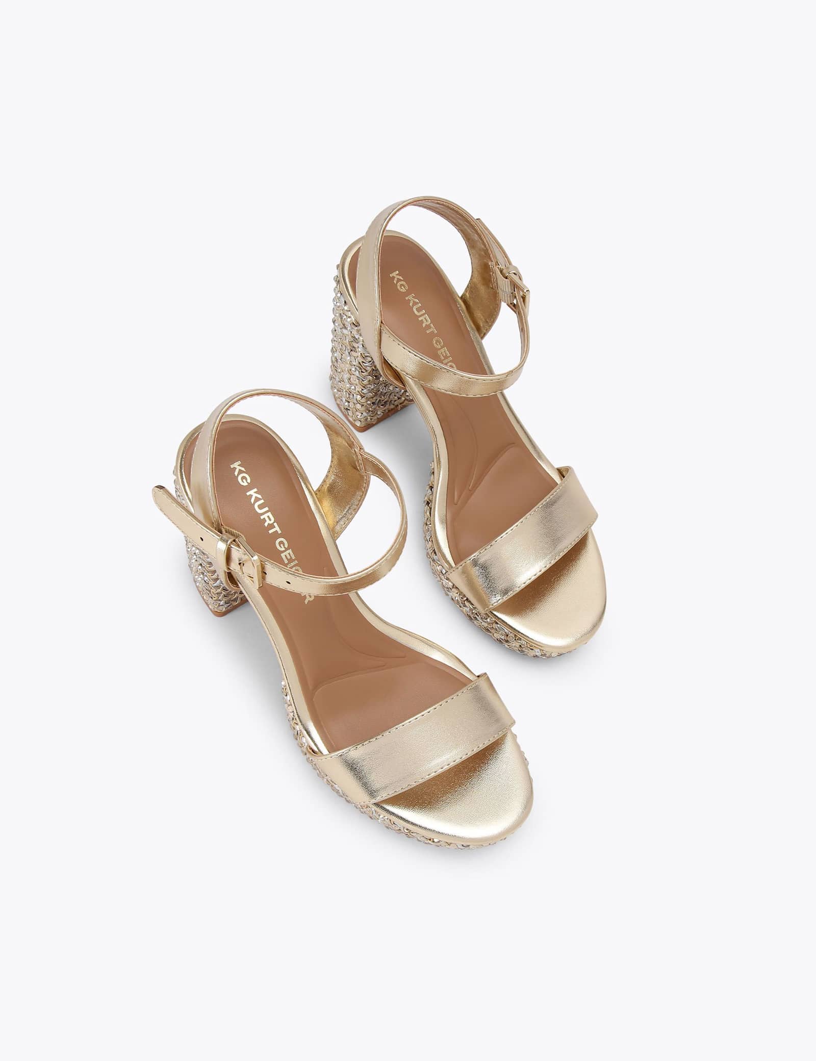Metallic Block Heel Sandals - image 2