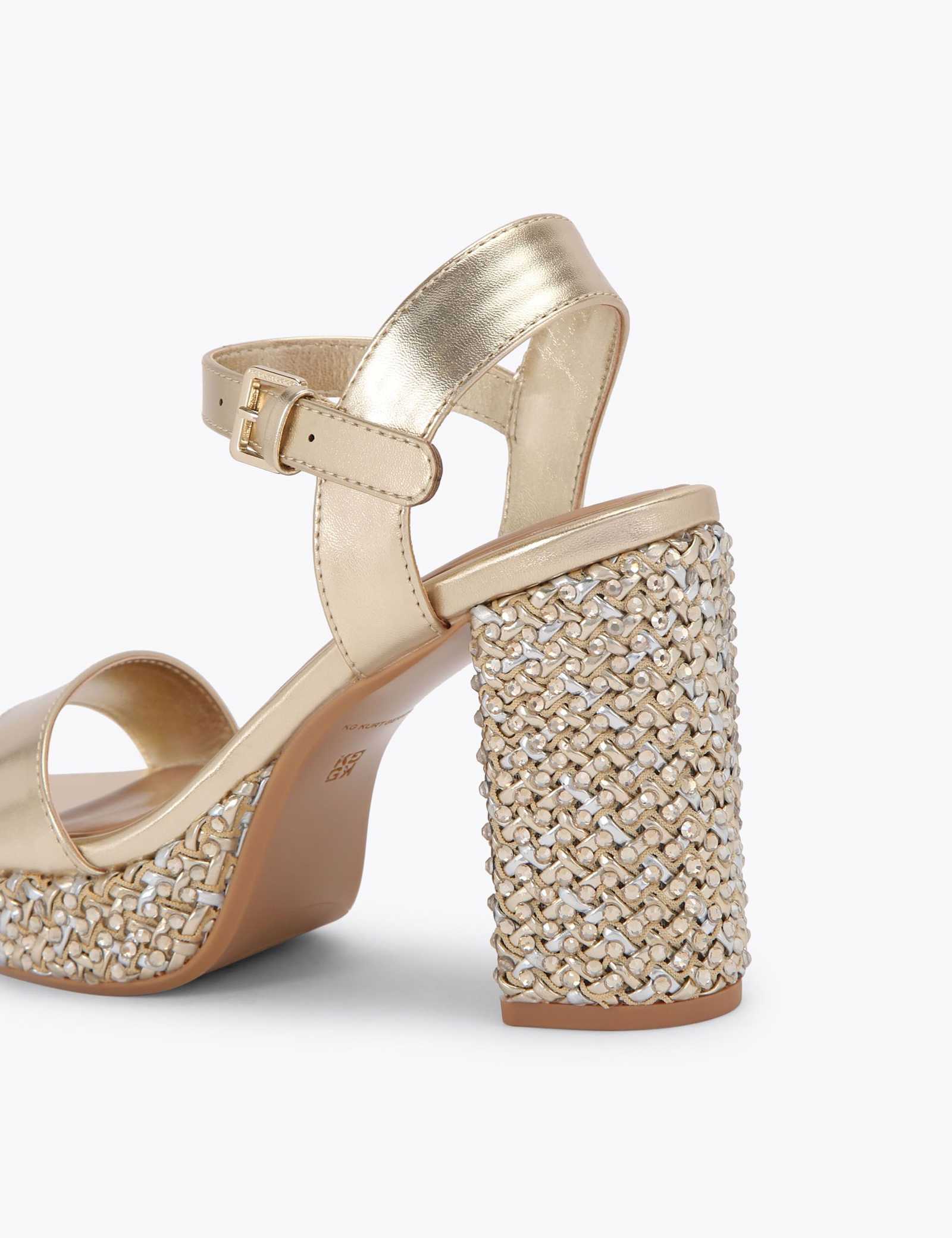 Metallic Block Heel Sandals - image 3