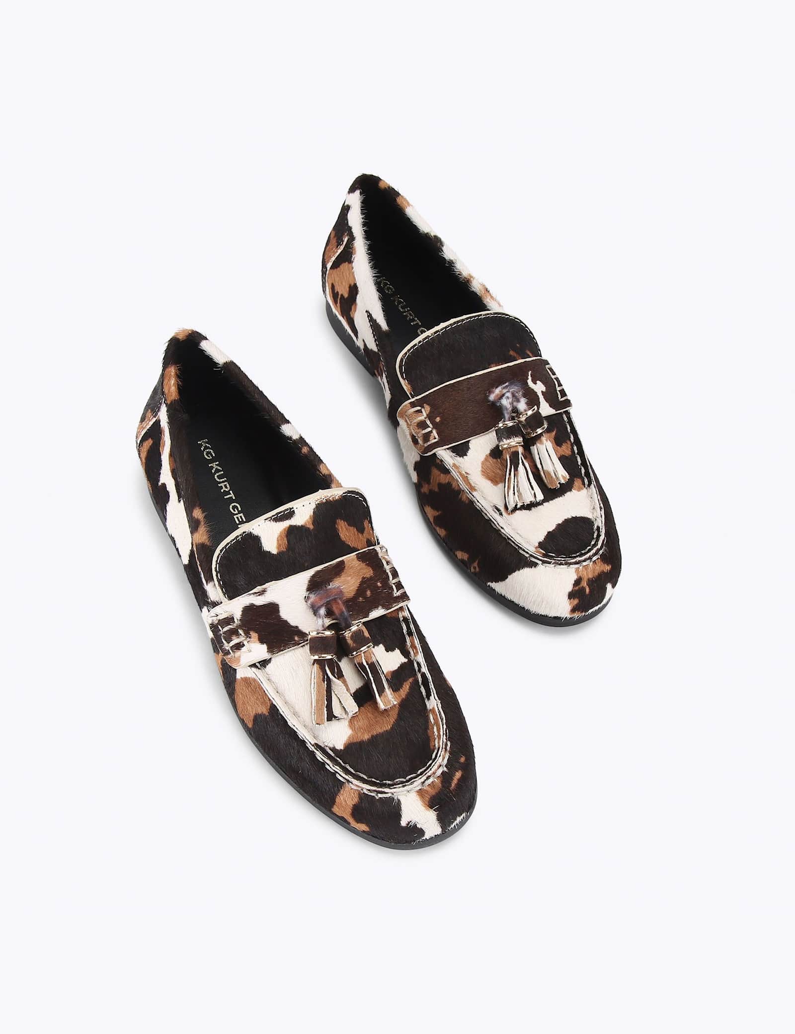 Leather Cow Print Tassel Loafers - image 5