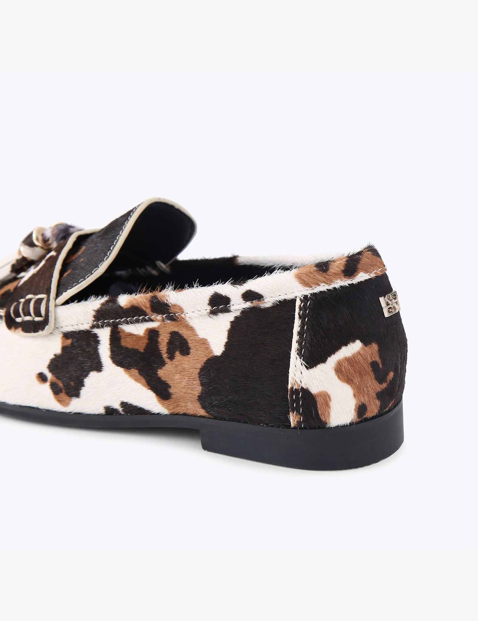 Leather Cow Print Tassel Loafers - image 3