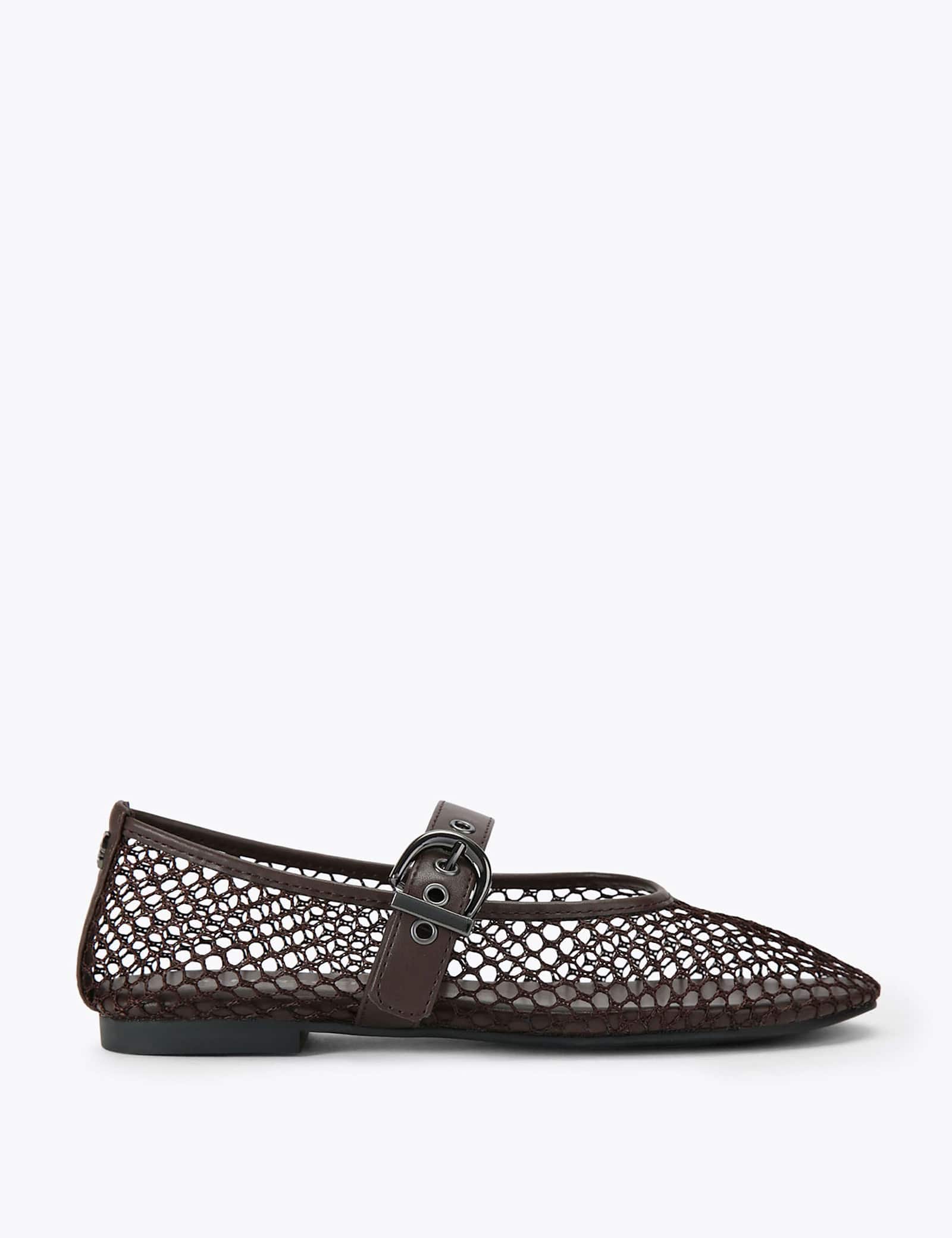 Woven Mesh Detail Flat Ballet Pumps - image 3