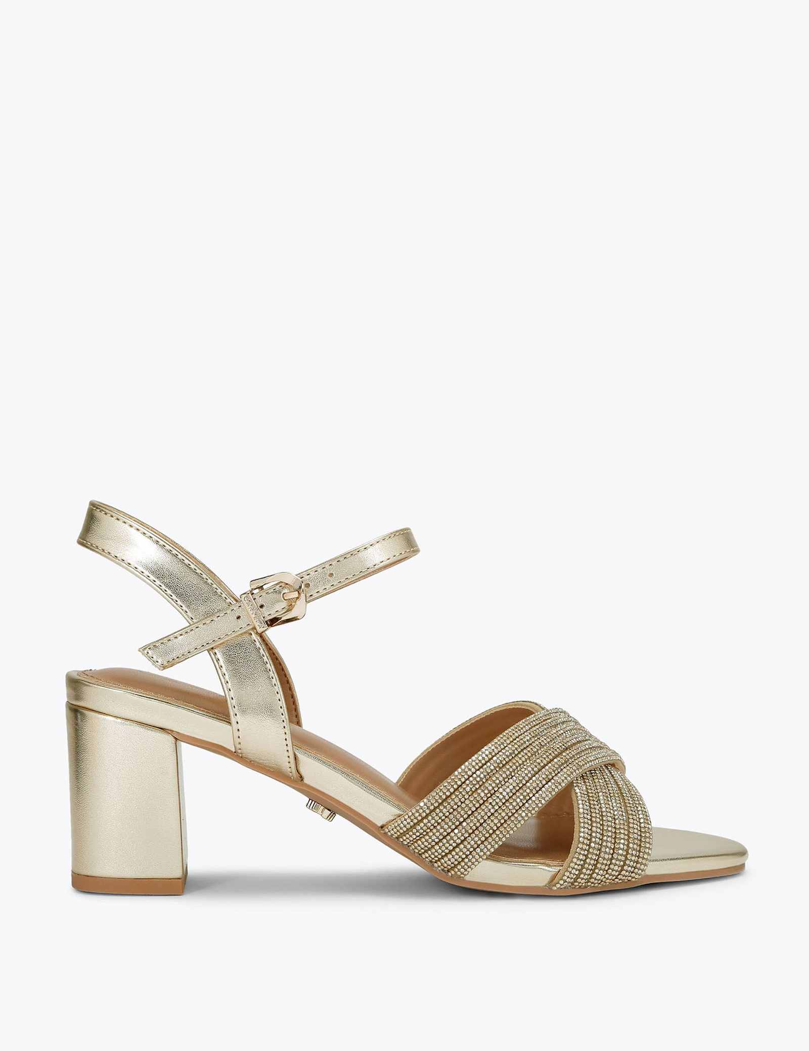 Wide Fit Metallic Sparkle Block Heel Sandals - image 2