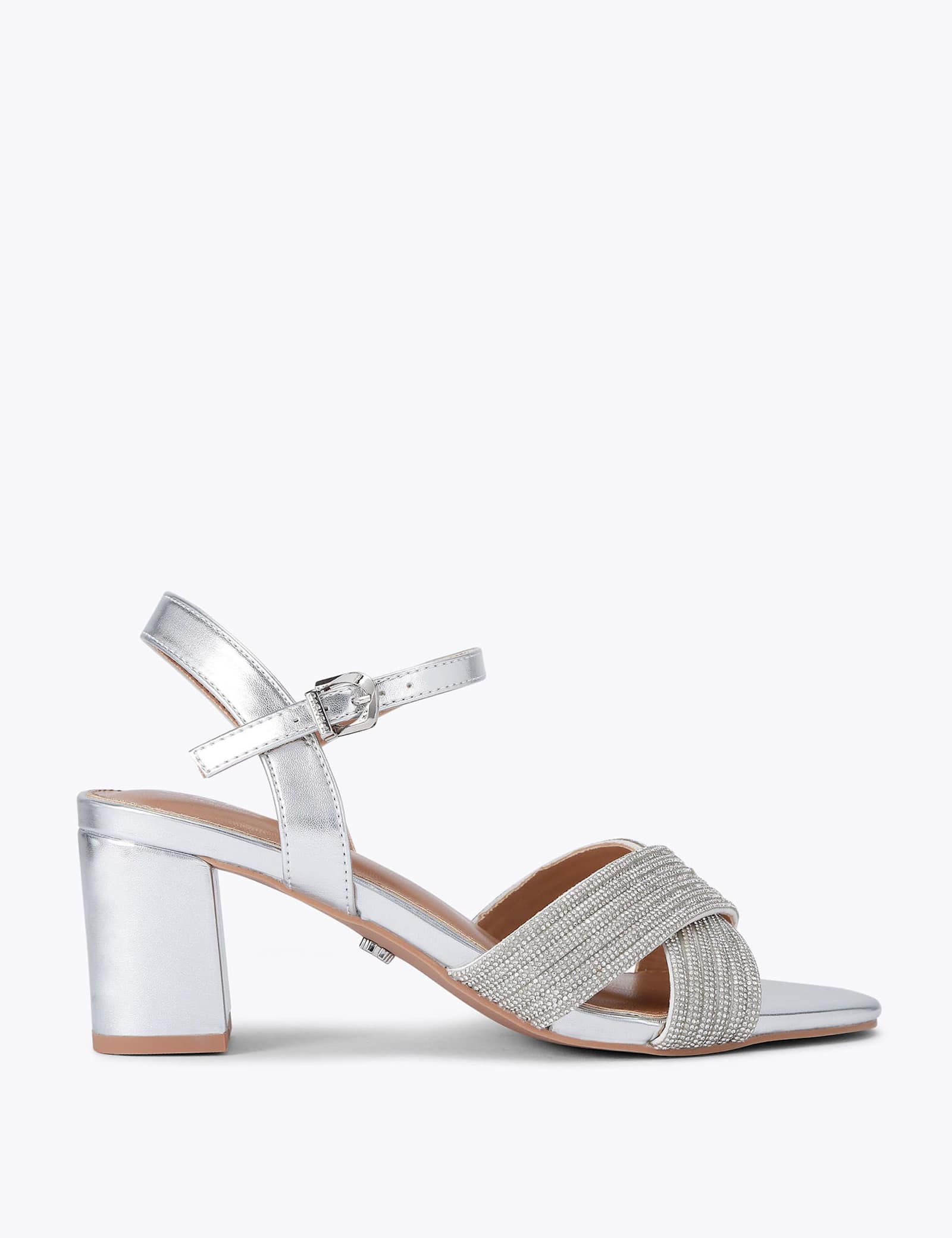 Wide Fit Metallic Sparkle Block Heel Sandals - image 1