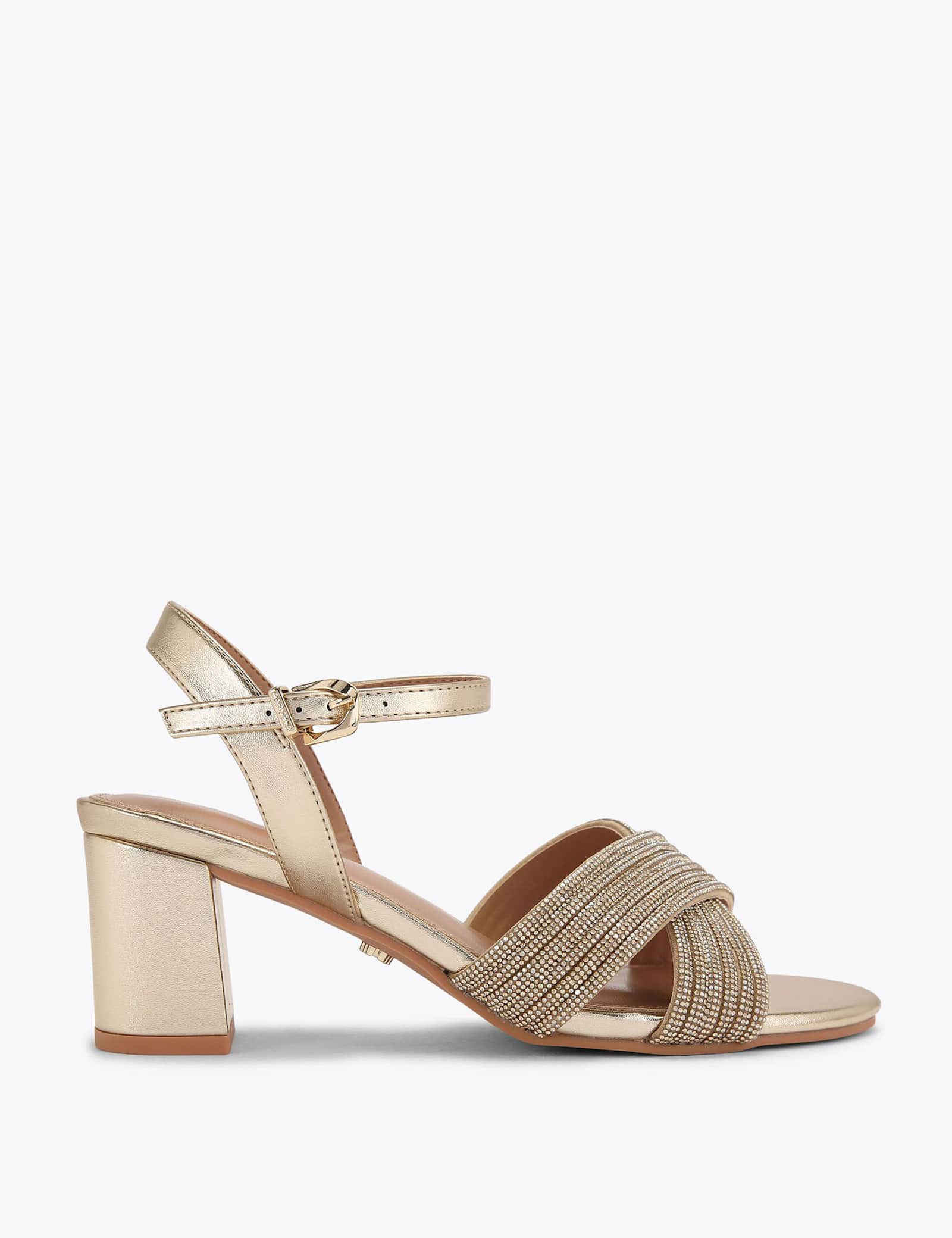 Wide Fit Metallic Sparkle Block Heel Sandals - image 1