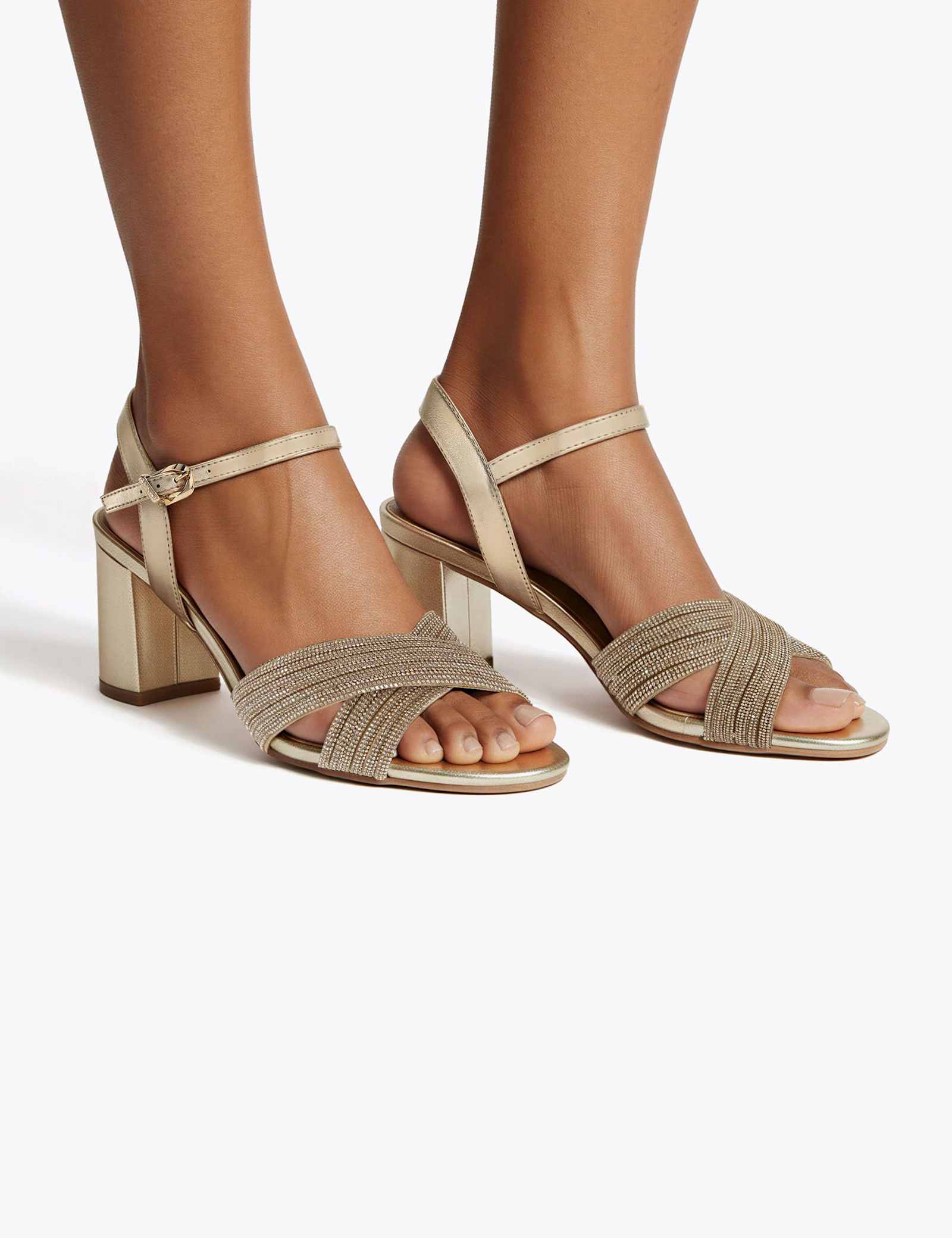 Wide Fit Metallic Sparkle Block Heel Sandals - image 4