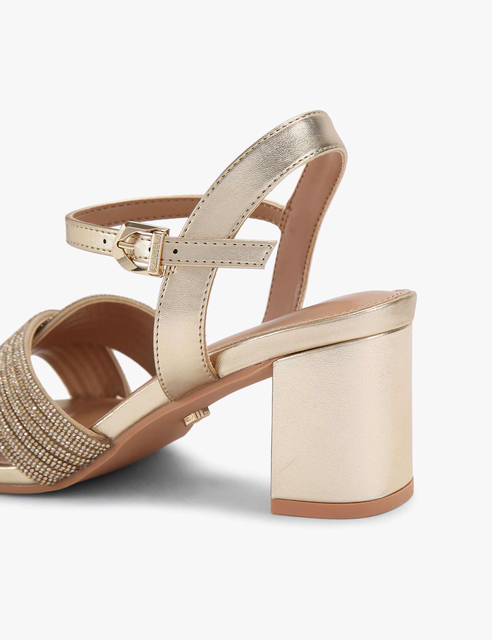 Wide Fit Metallic Sparkle Block Heel Sandals - image 3