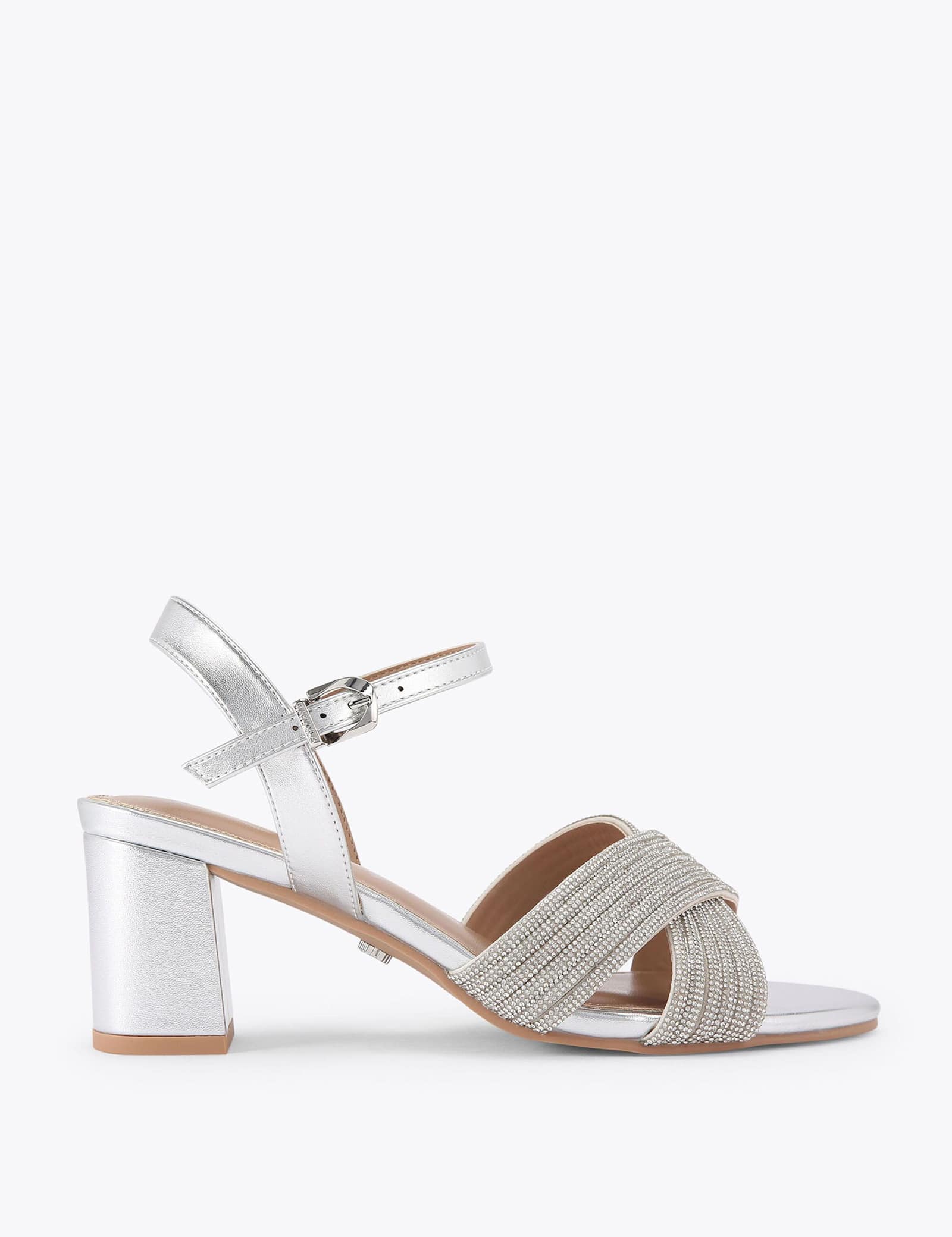 Wide Fit Metallic Sparkle Block Heel Sandals - image 2