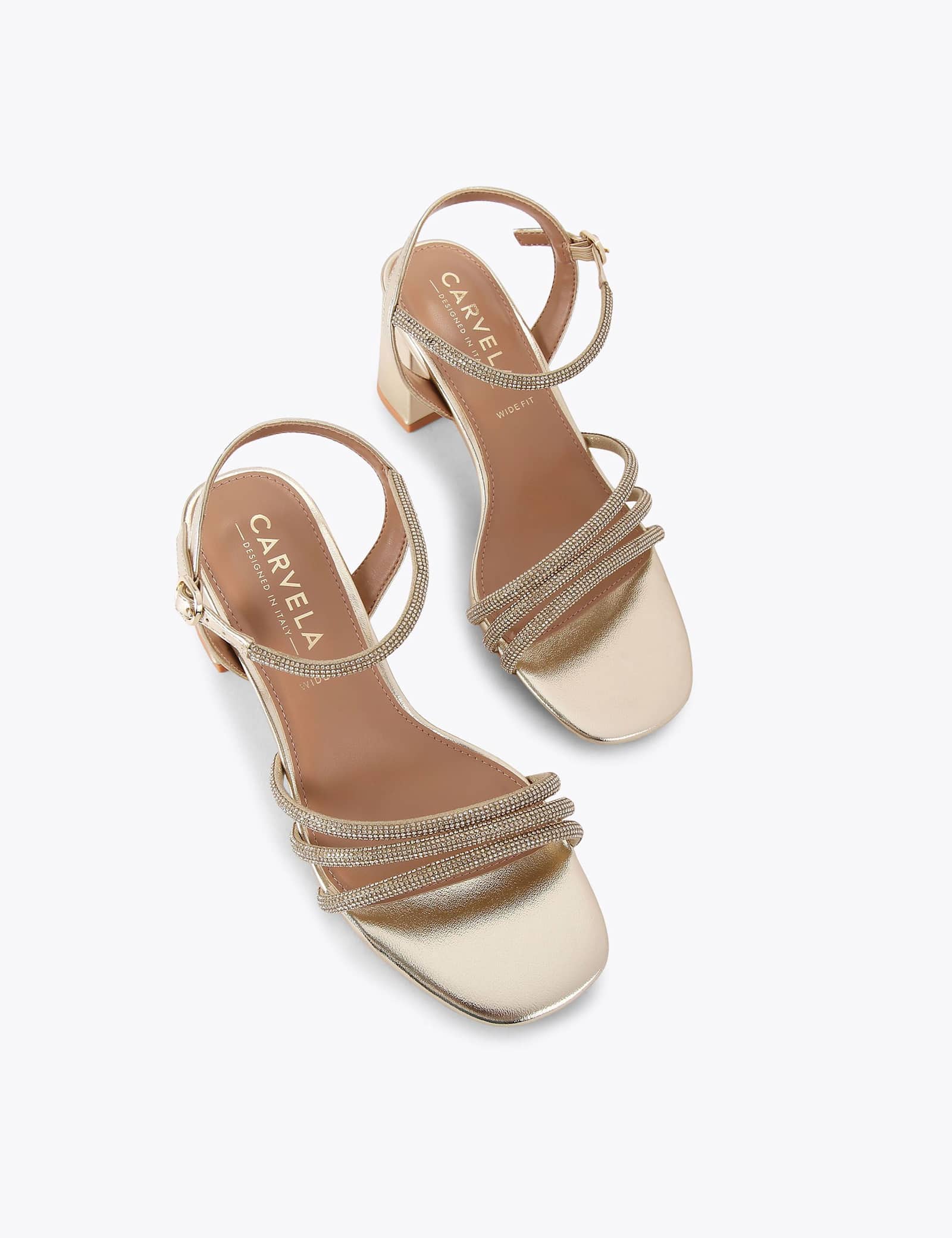 Wide Fit Metallic Sparkle Block Heel Sandals - image 5