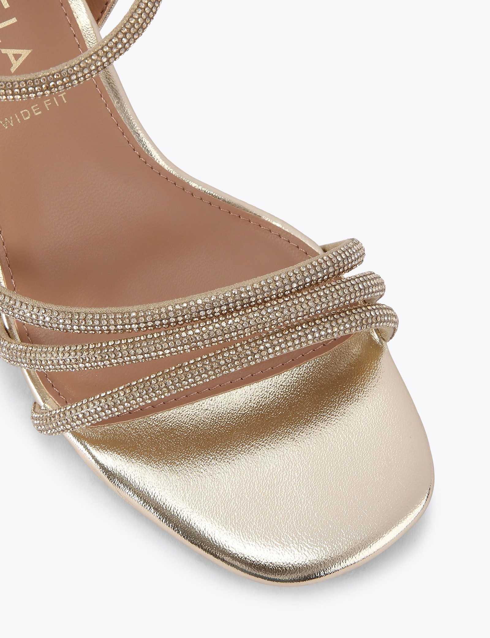 Wide Fit Metallic Sparkle Block Heel Sandals - image 4
