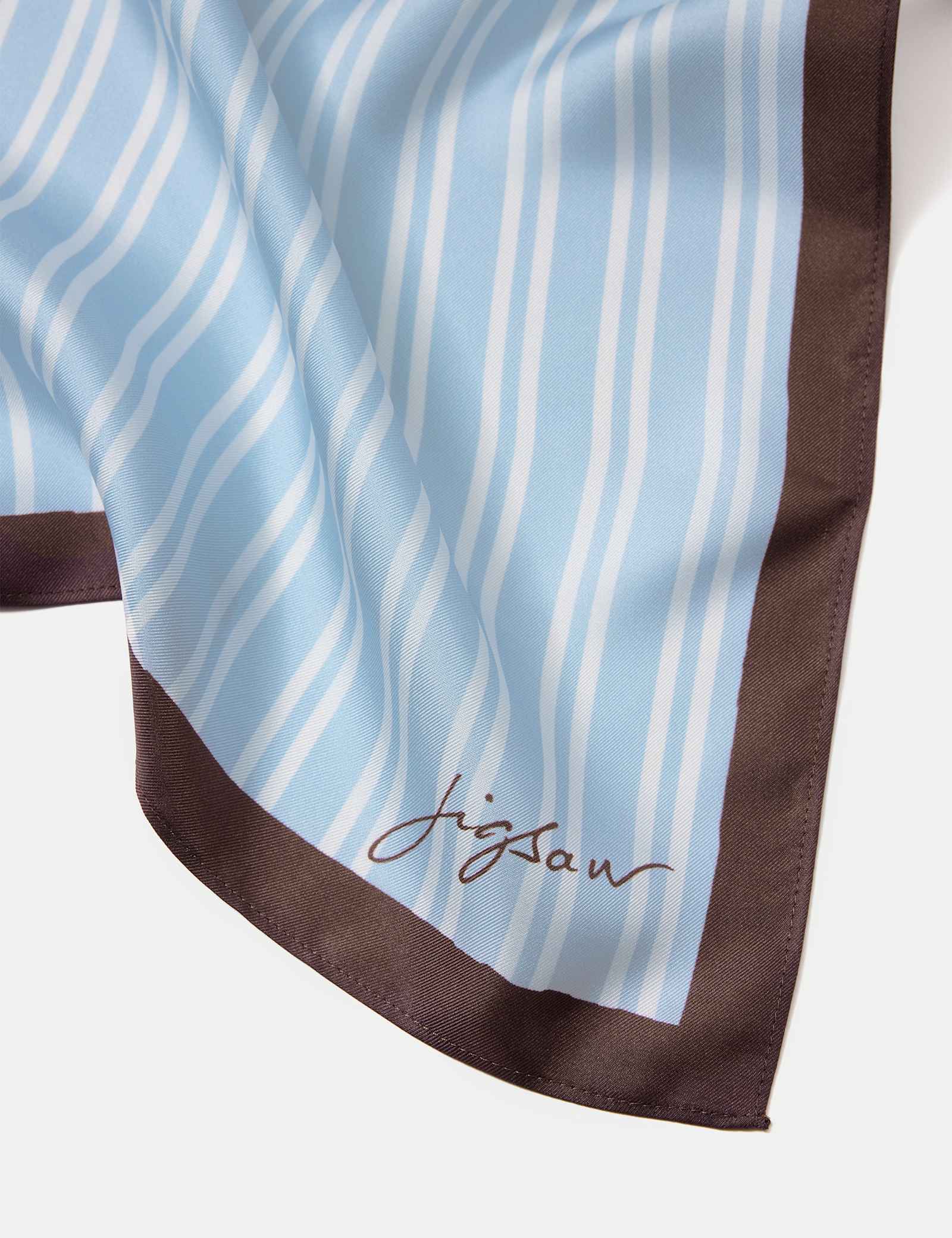 Pure Silk Striped Square Scarf - image 5