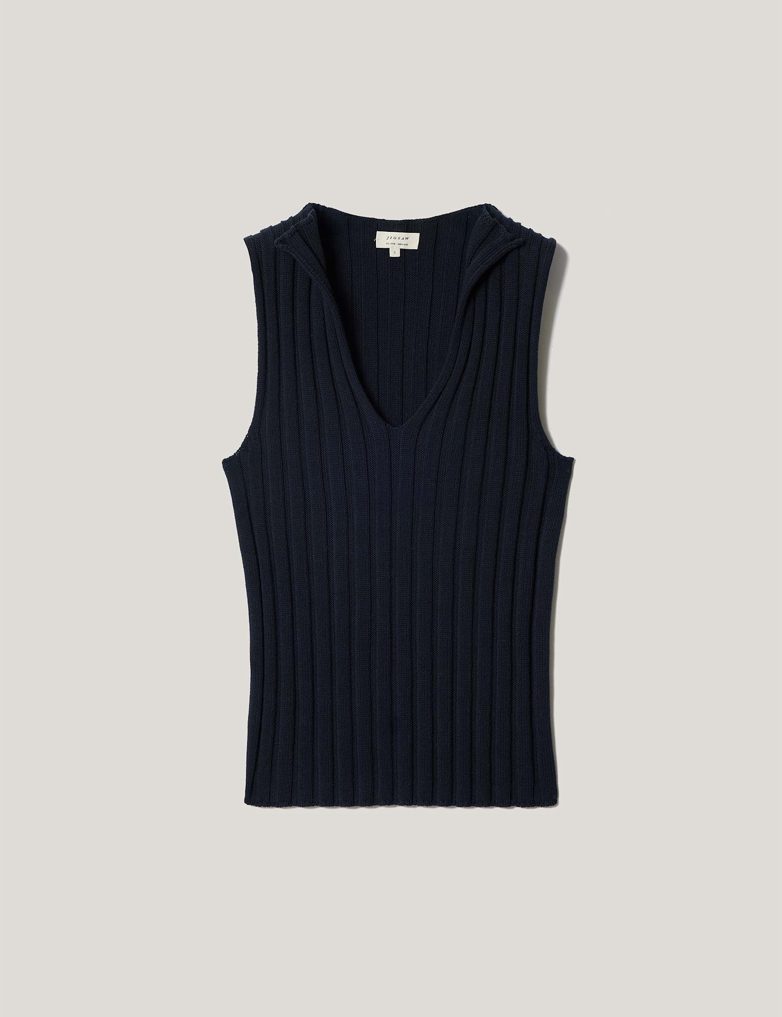 Pure Cotton Ribbed Scoop Neck Knitted Vest - image 2