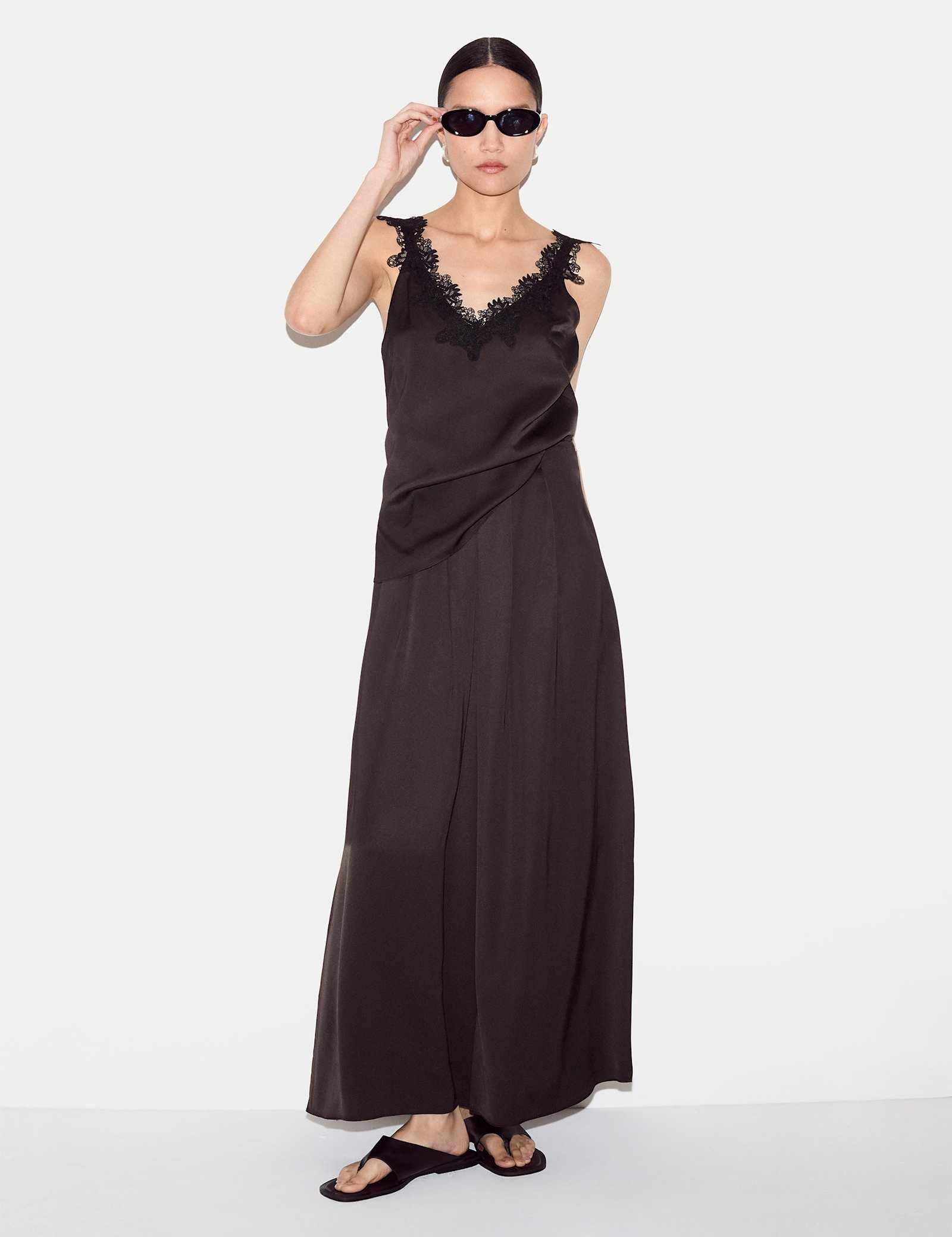 Satin Pleated Wide Leg Ankle Grazer Trousers - image 2