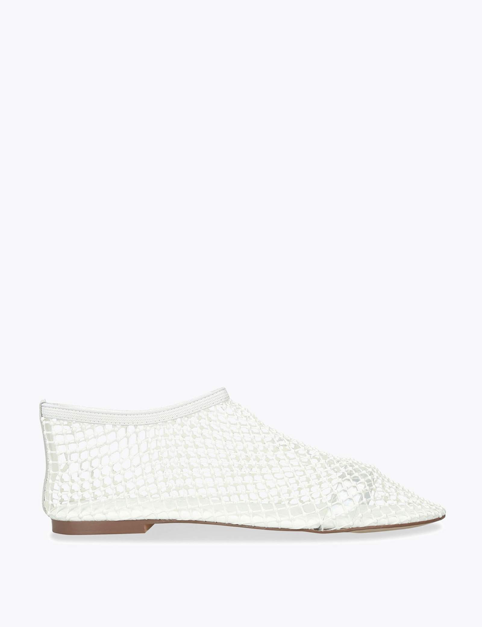 Leather Pearl Mesh Ballet Pumps - image 1