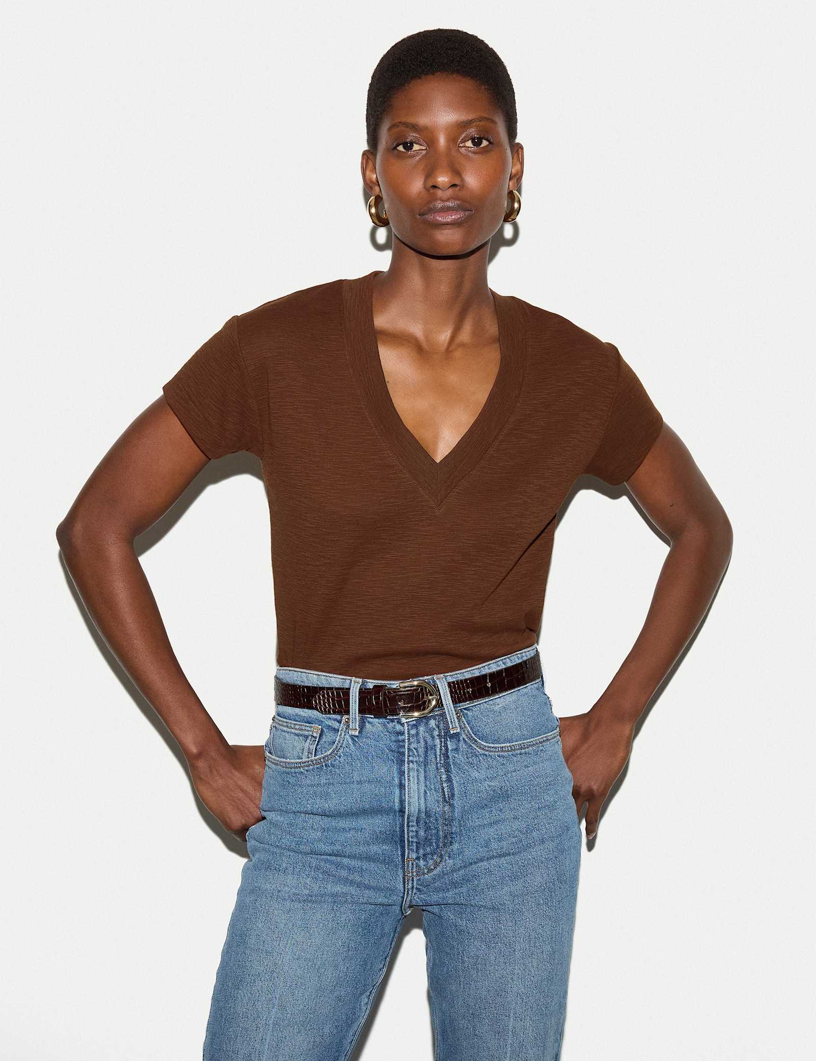 Pure Cotton V-Neck T-Shirt - image 4