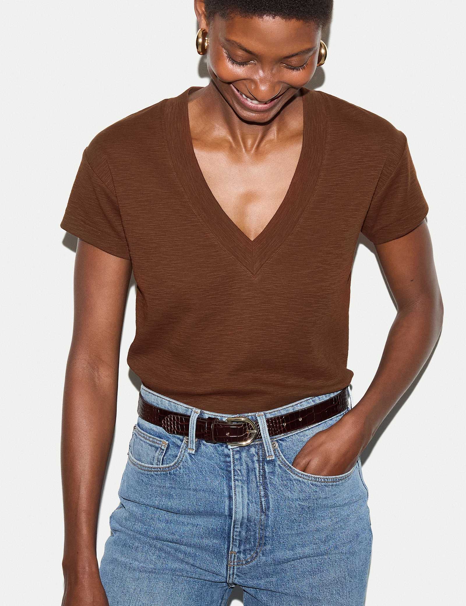 Pure Cotton V-Neck T-Shirt - image 5