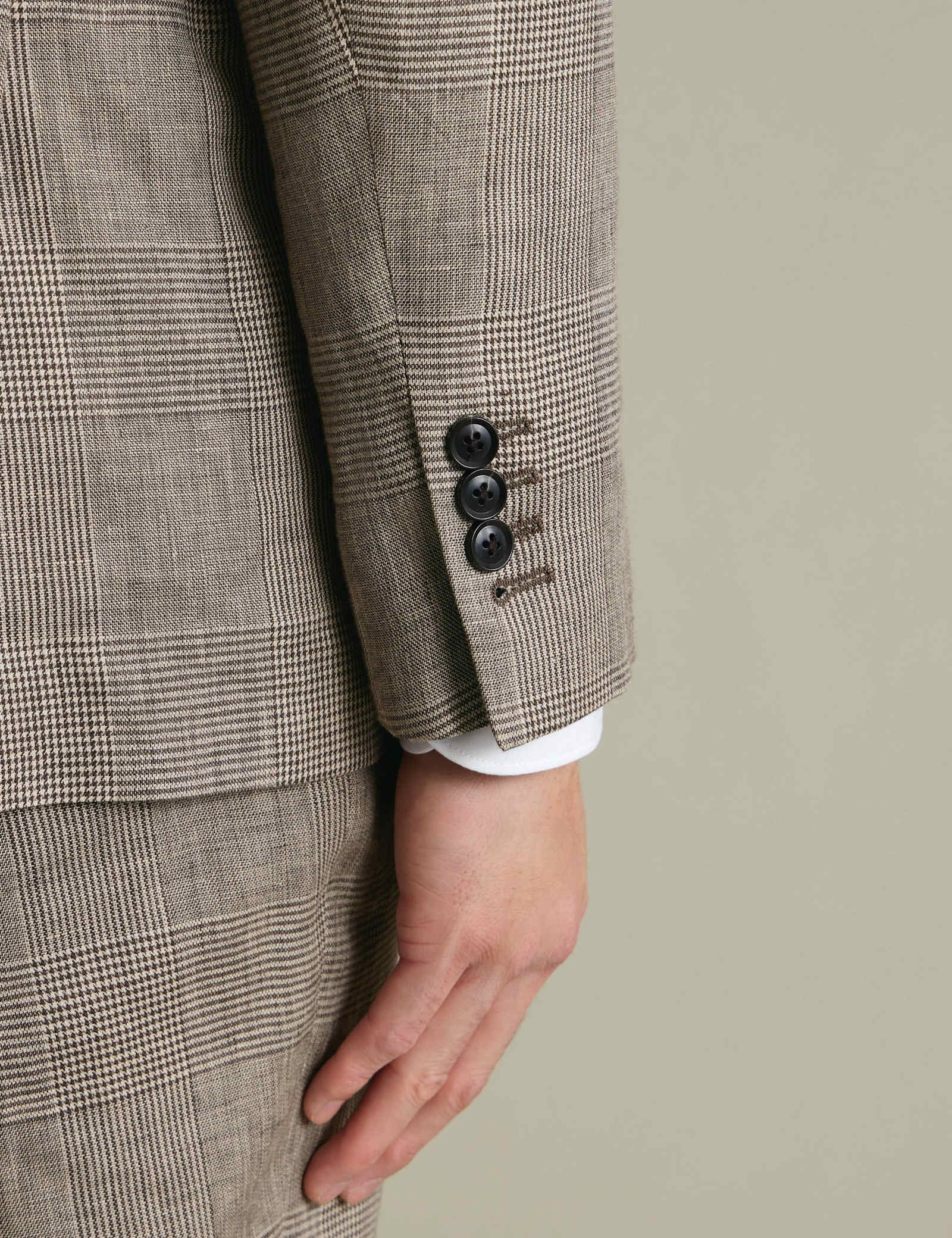 Slim Fit Pure Linen Check Suit Jacket - image 2